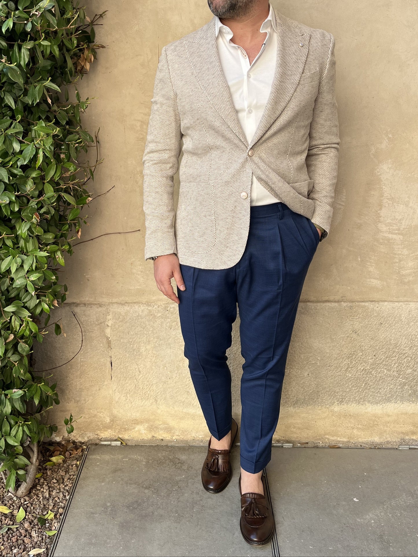 GIACCA MONOPETTO LAVORATA TWEED