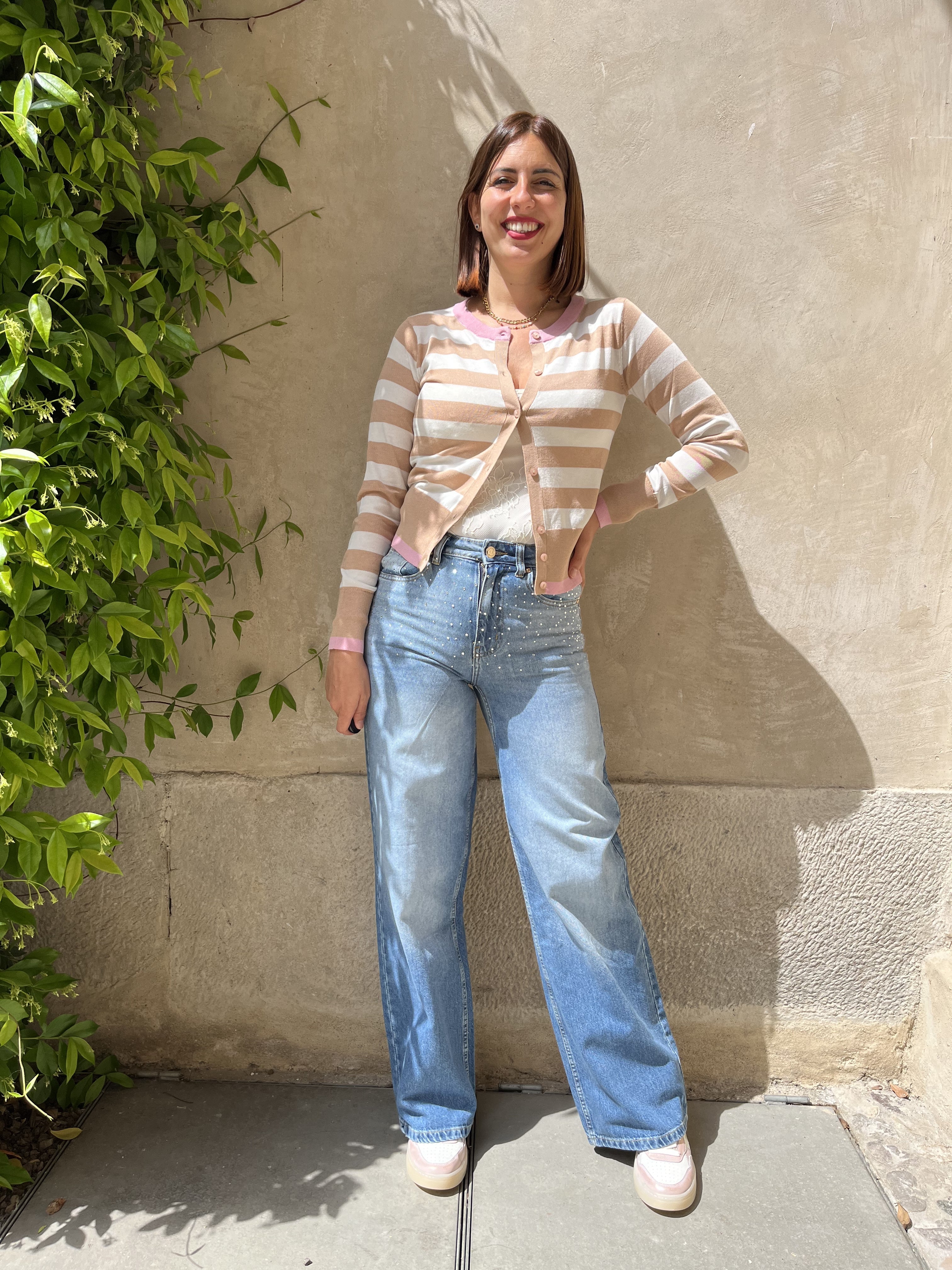 JEANS A PALAZZO CON STRASS