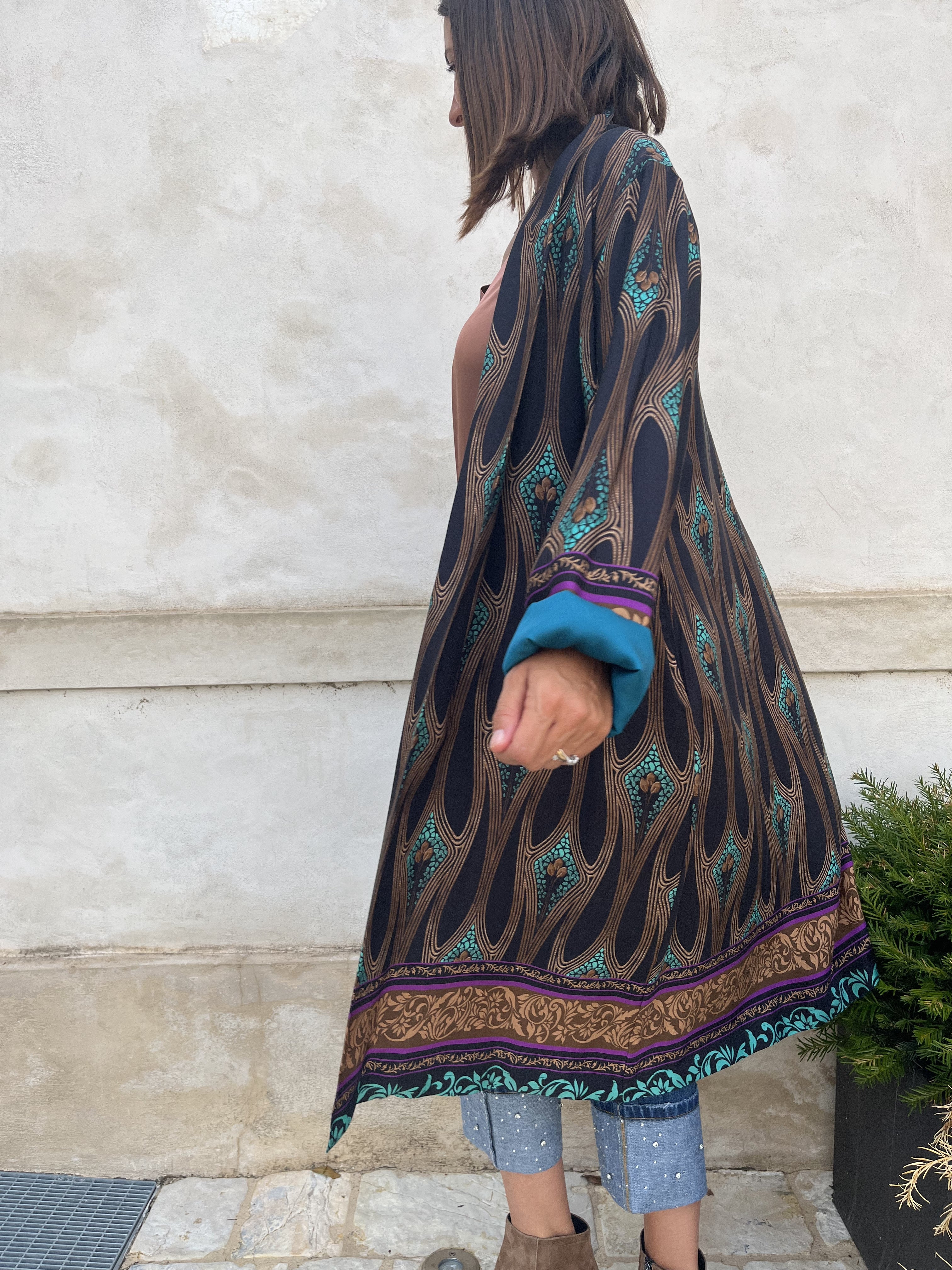 KIMONO LUNGO FANTASIA BRONZO