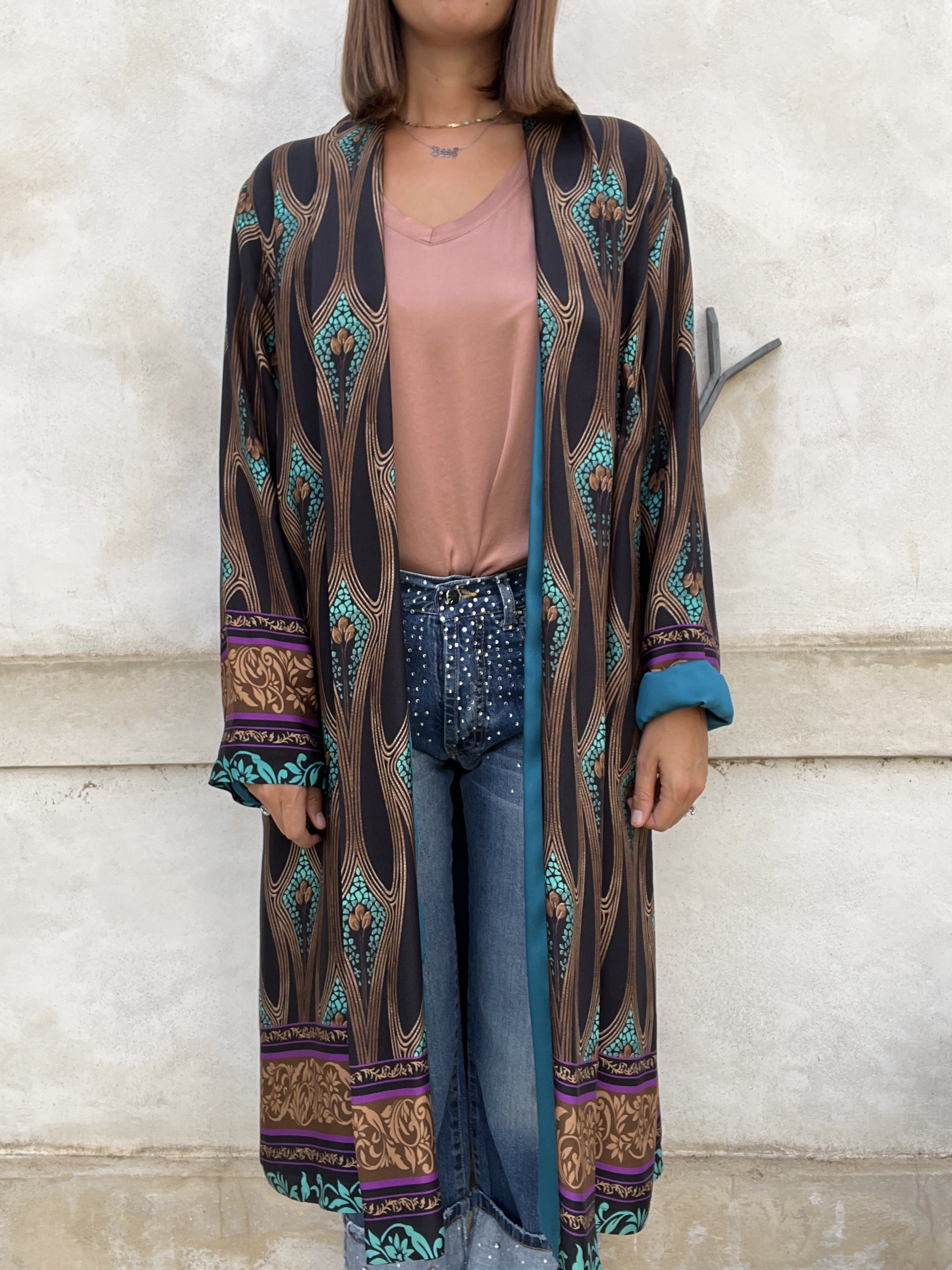 KIMONO LUNGO FANTASIA BRONZO