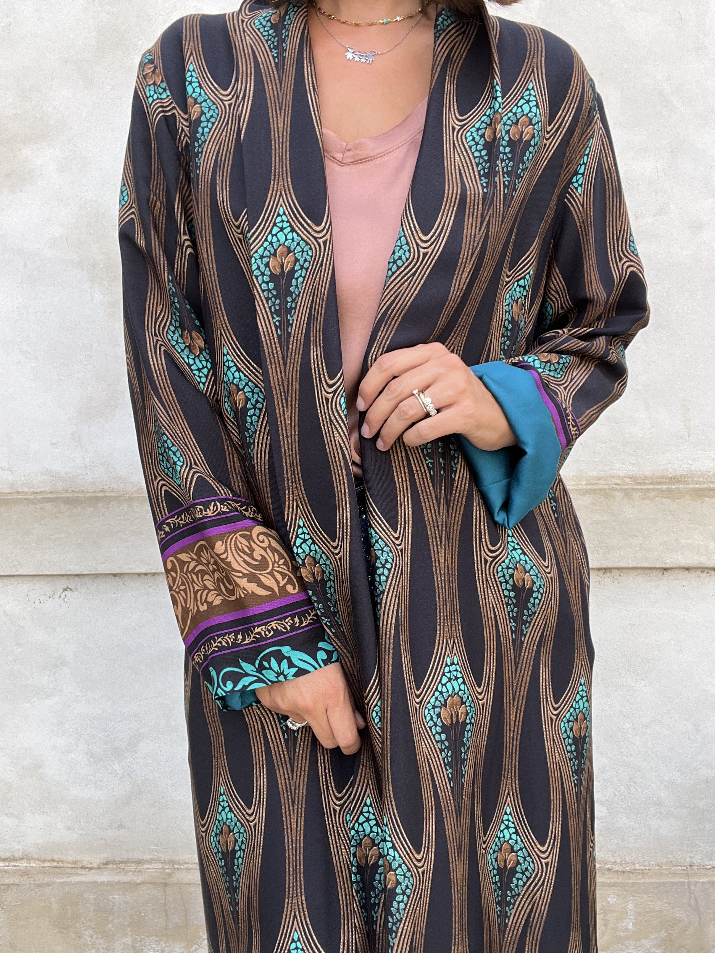 KIMONO LUNGO FANTASIA BRONZO