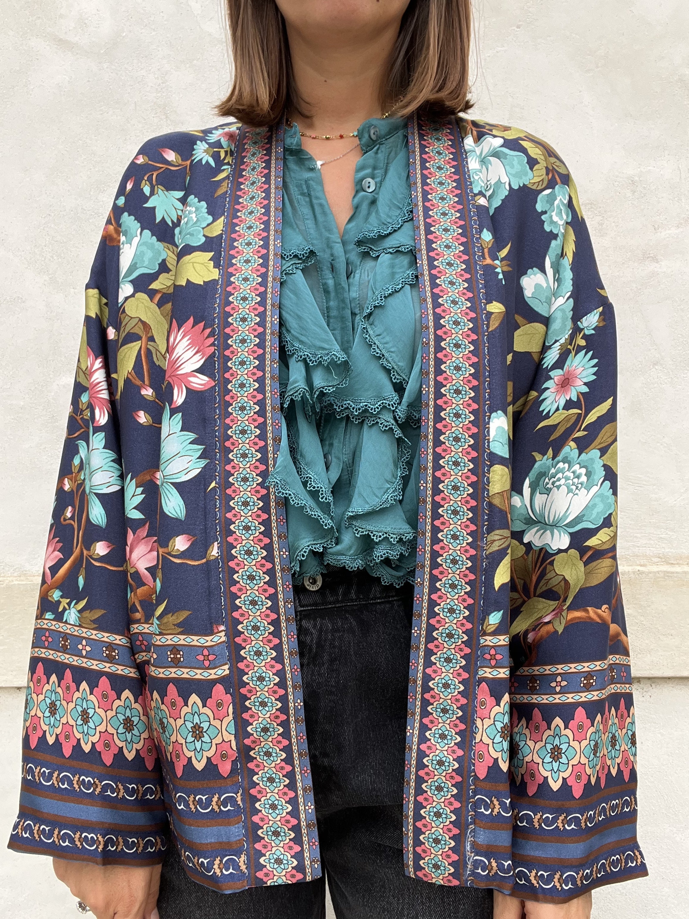 KIMONO CORTO FIORI