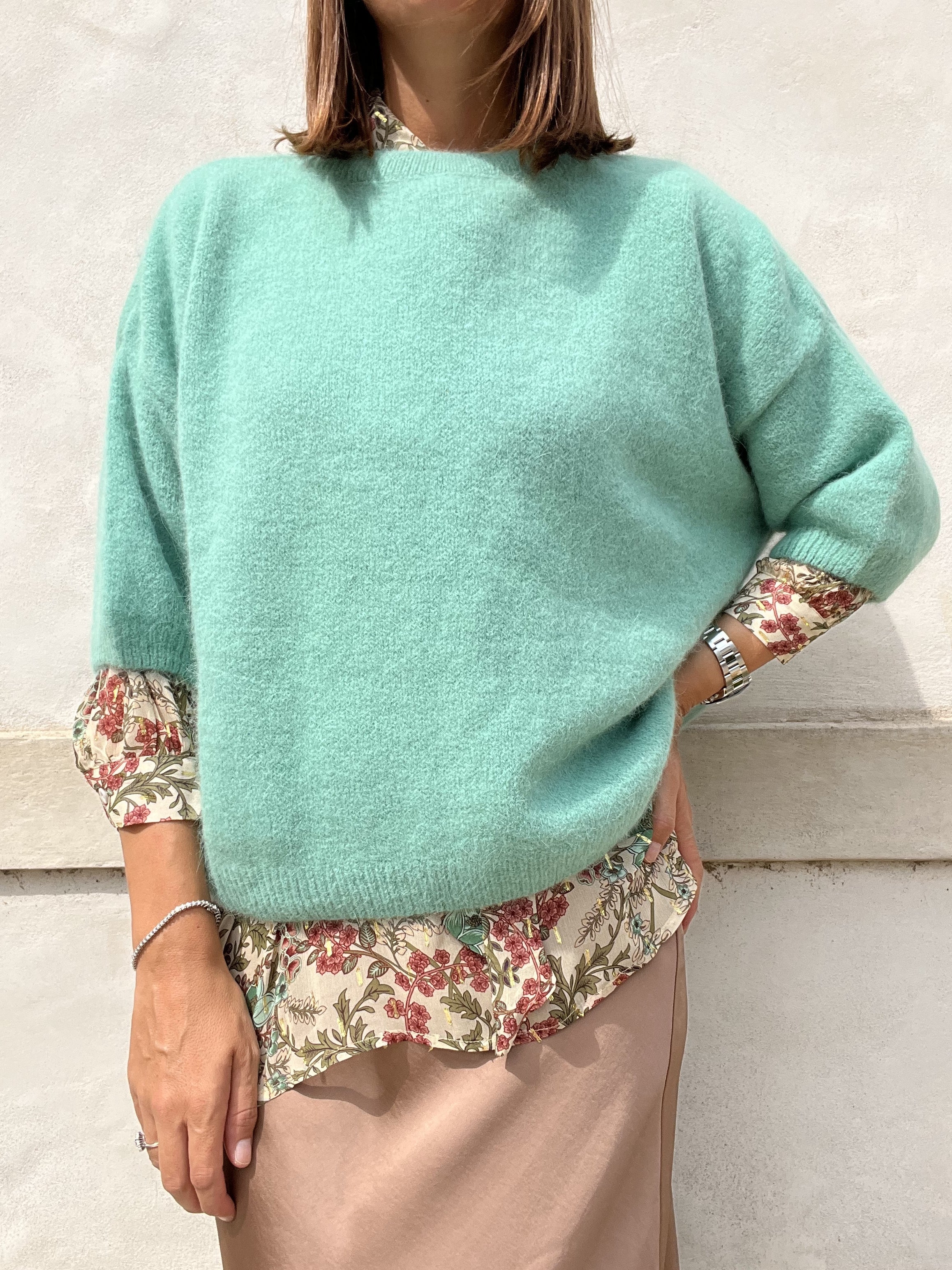 MAGLIONE OVER MANICA CORTA