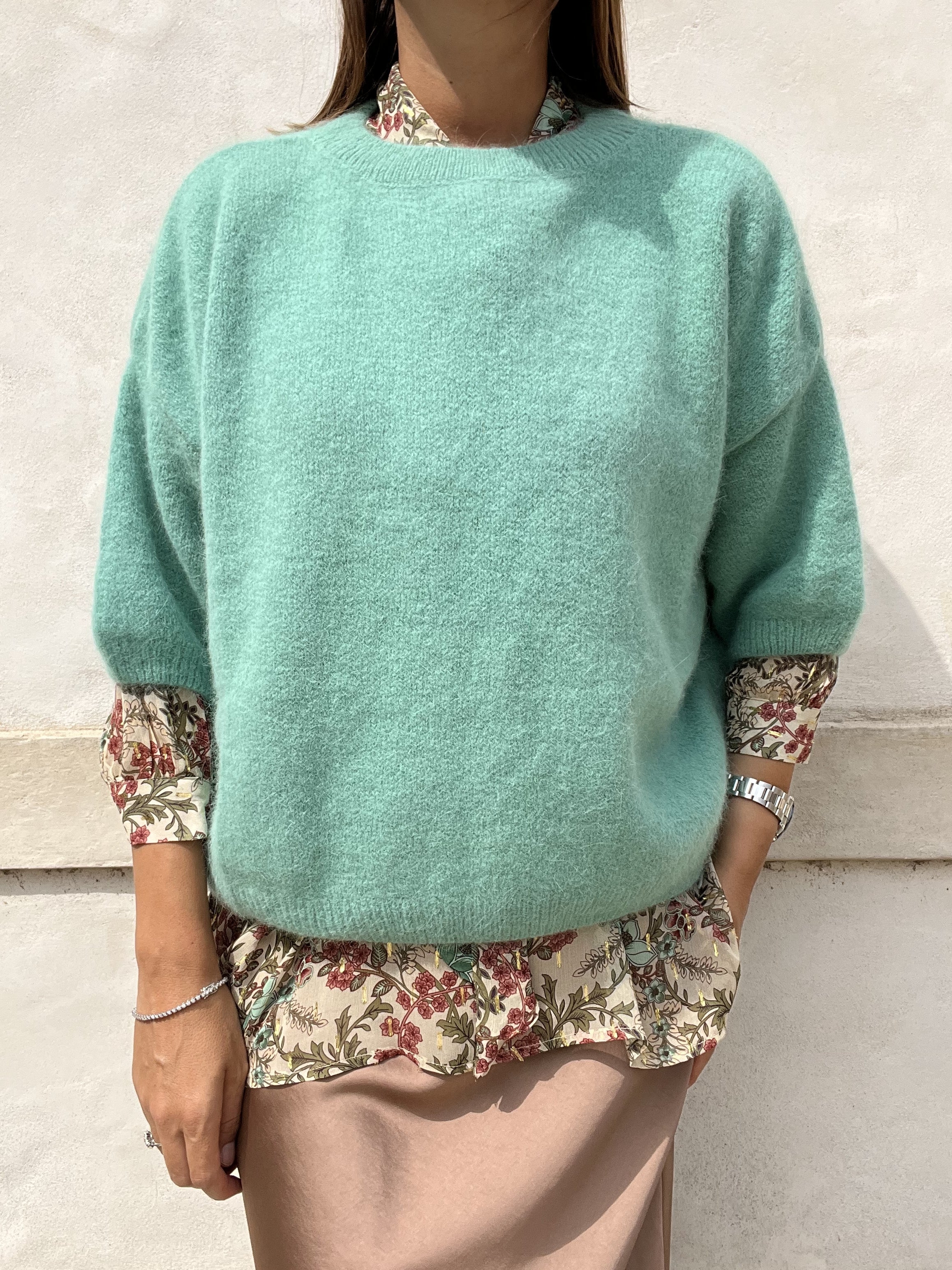 MAGLIONE OVER MANICA CORTA