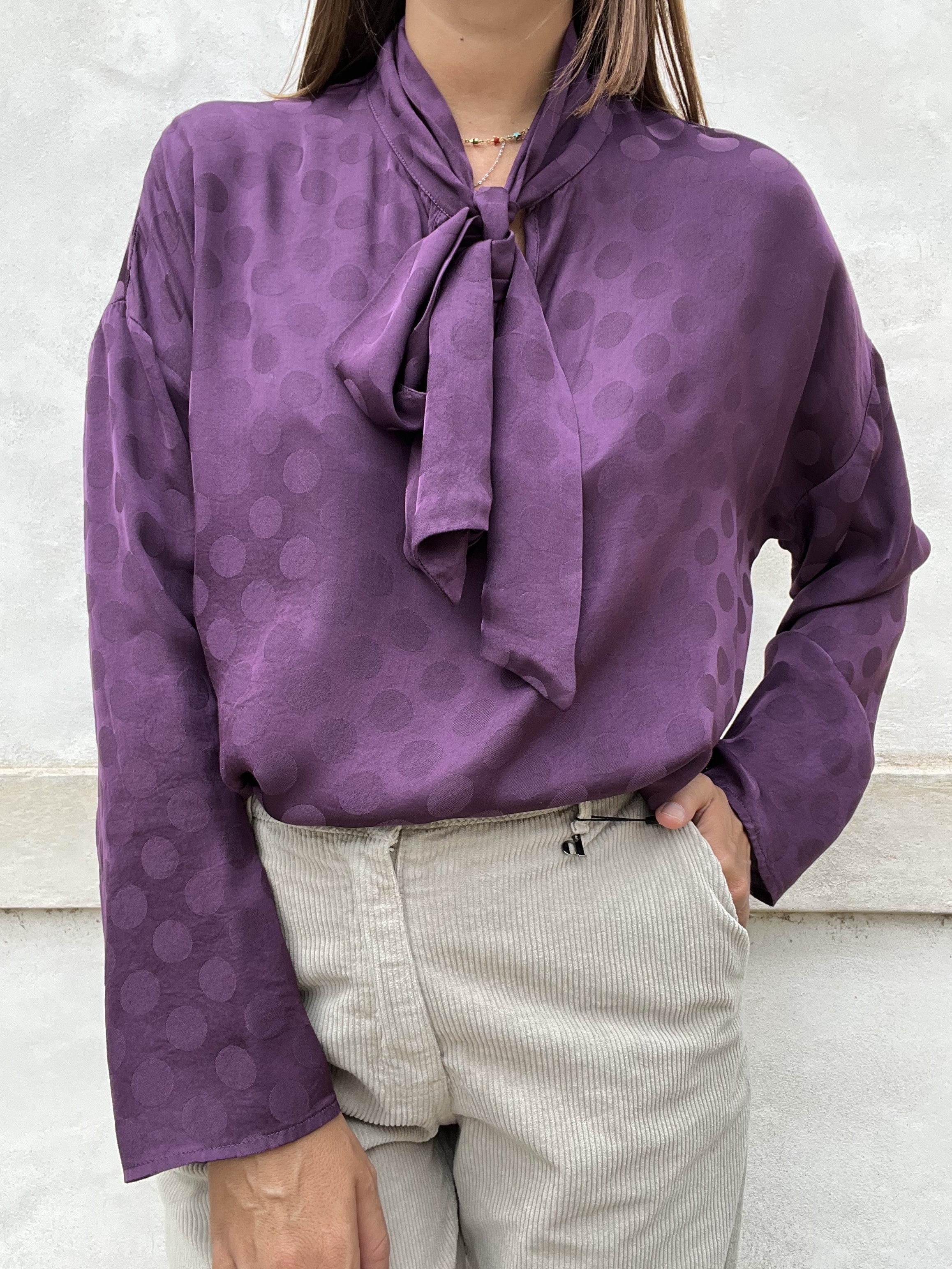 CAMICIA POIS IN VISCOSA E FIOCCO