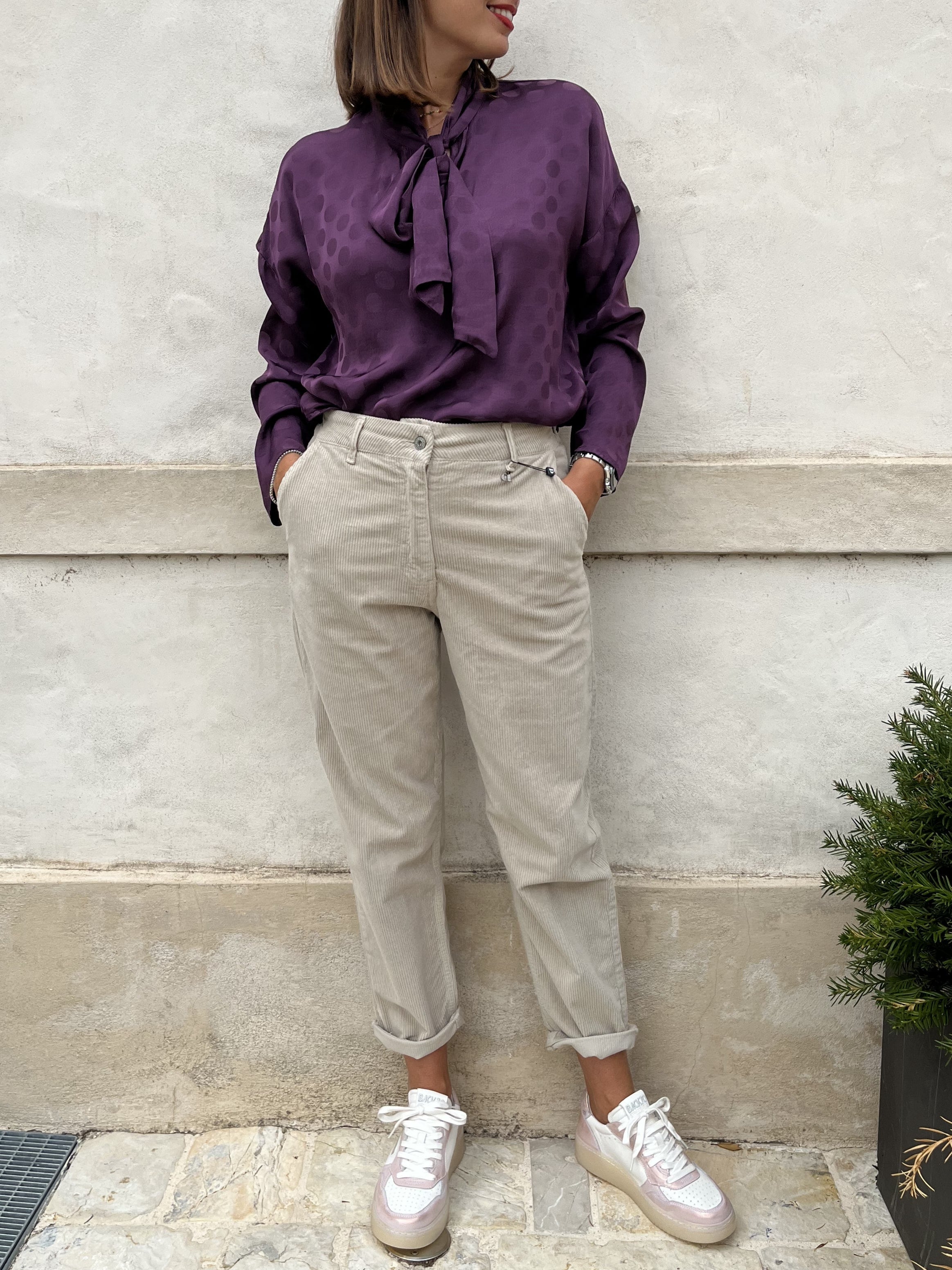 CAMICIA POIS IN VISCOSA E FIOCCO