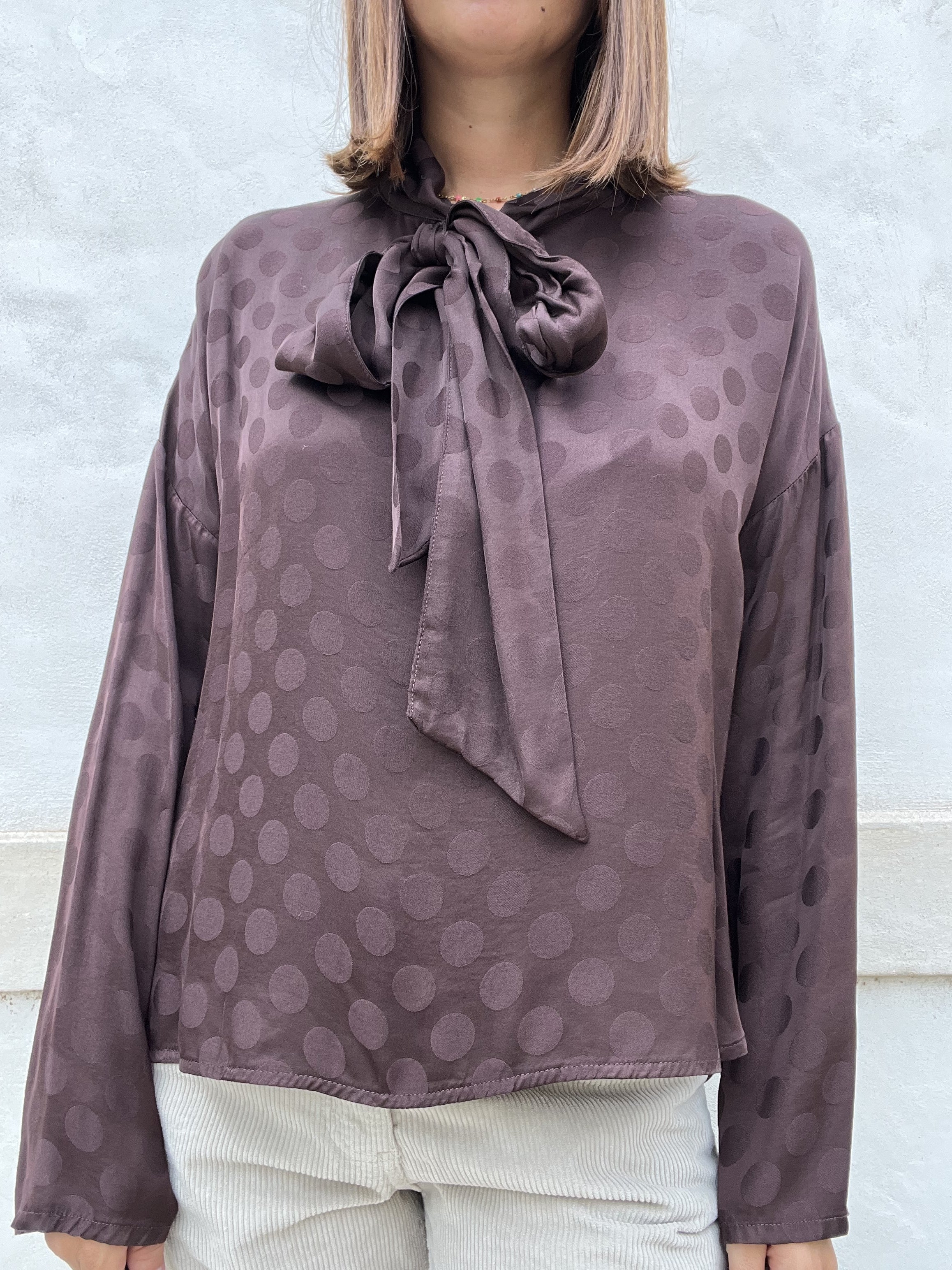 CAMICIA POIS IN VISCOSA E FIOCCO