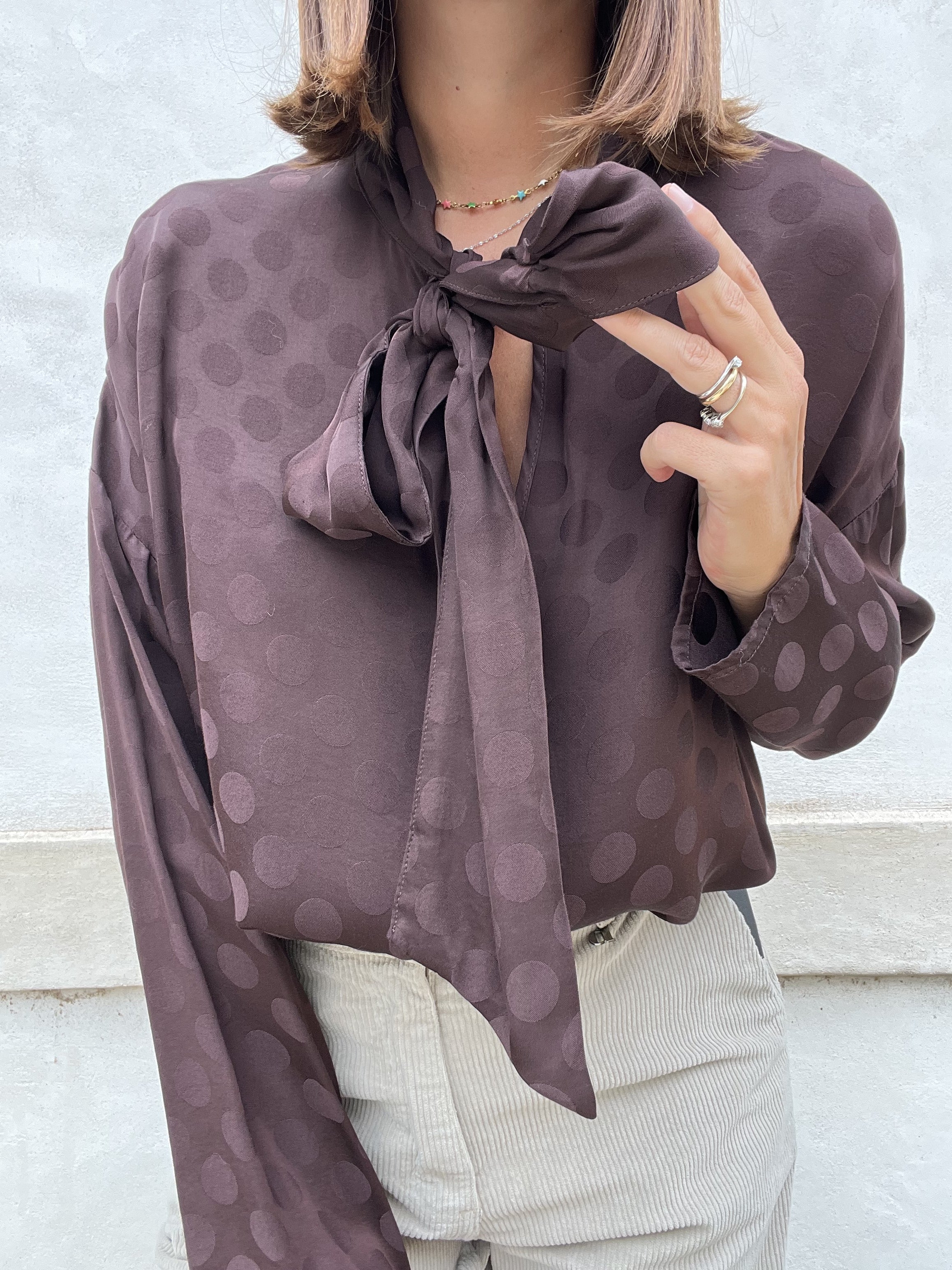 CAMICIA POIS IN VISCOSA E FIOCCO