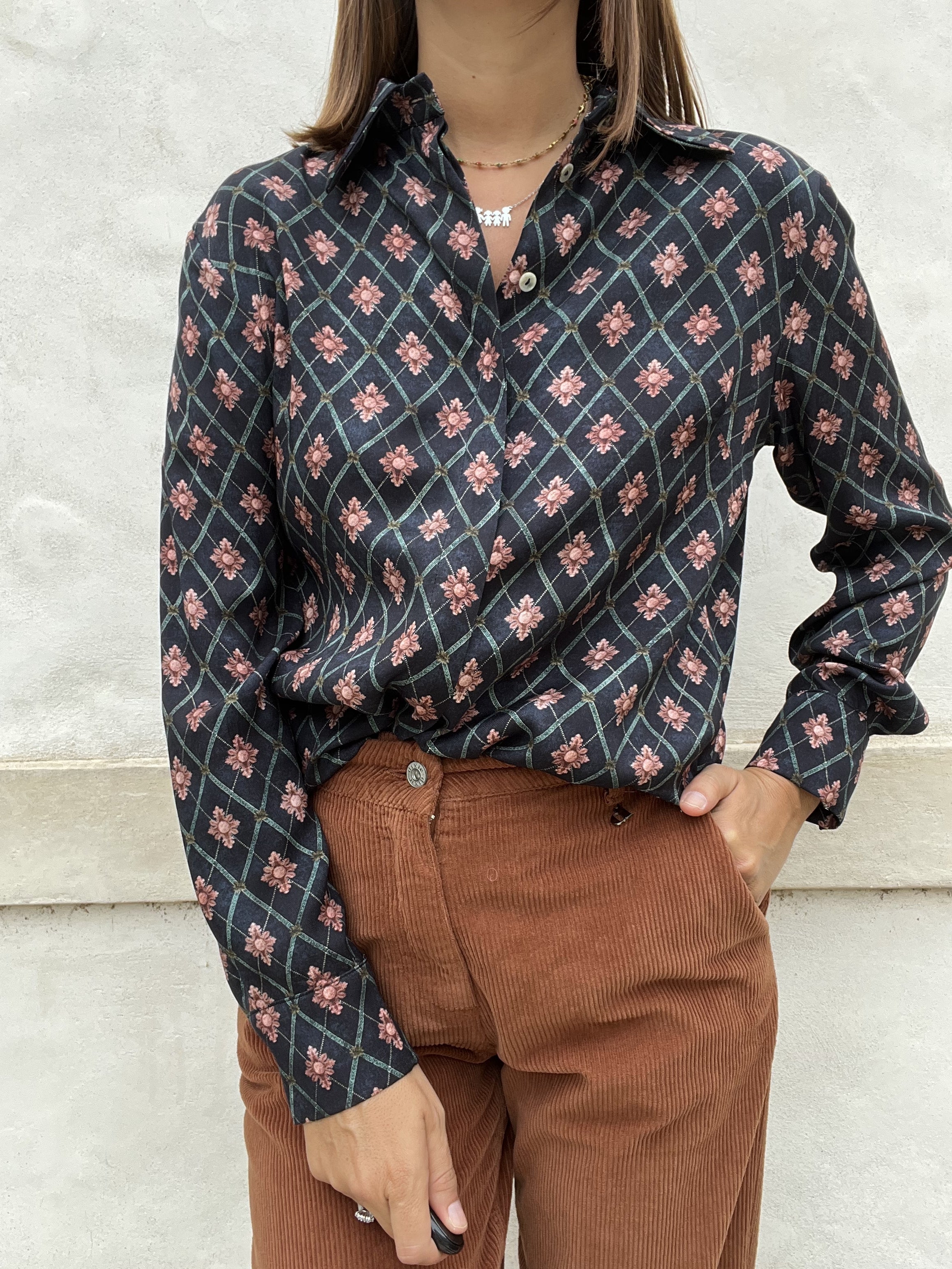 CAMICIA ROMBI E FIORI