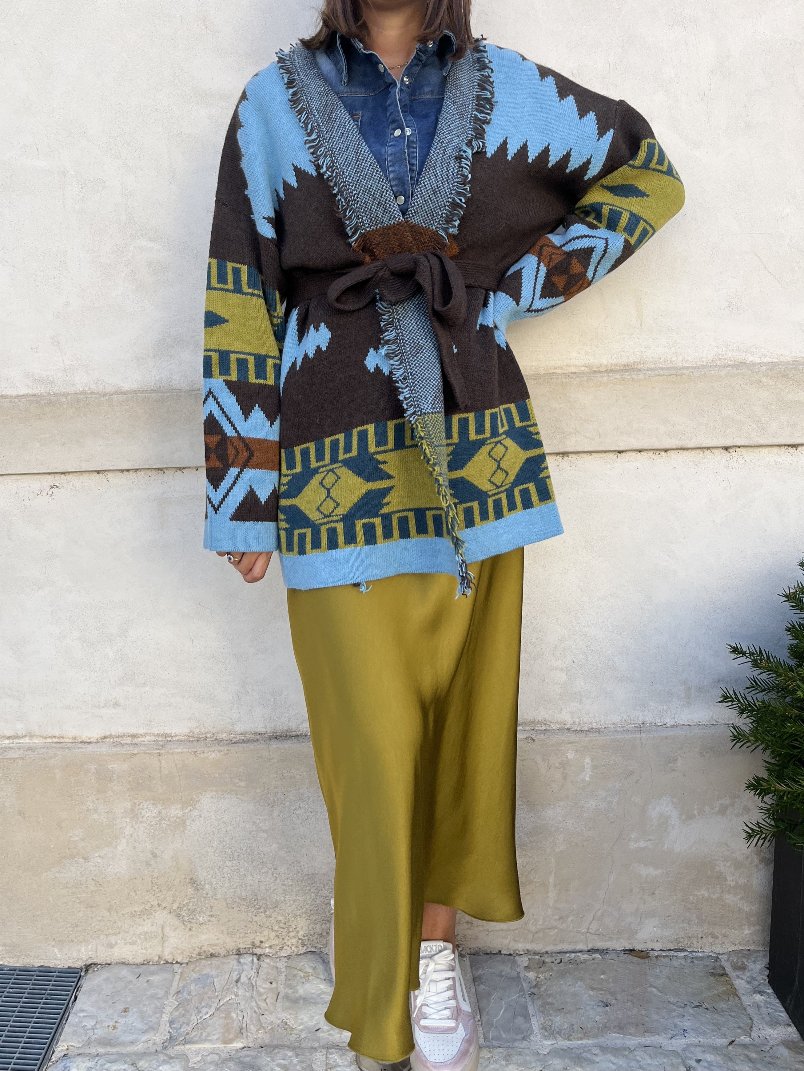 CARDIGAN ETNICO MARRONE