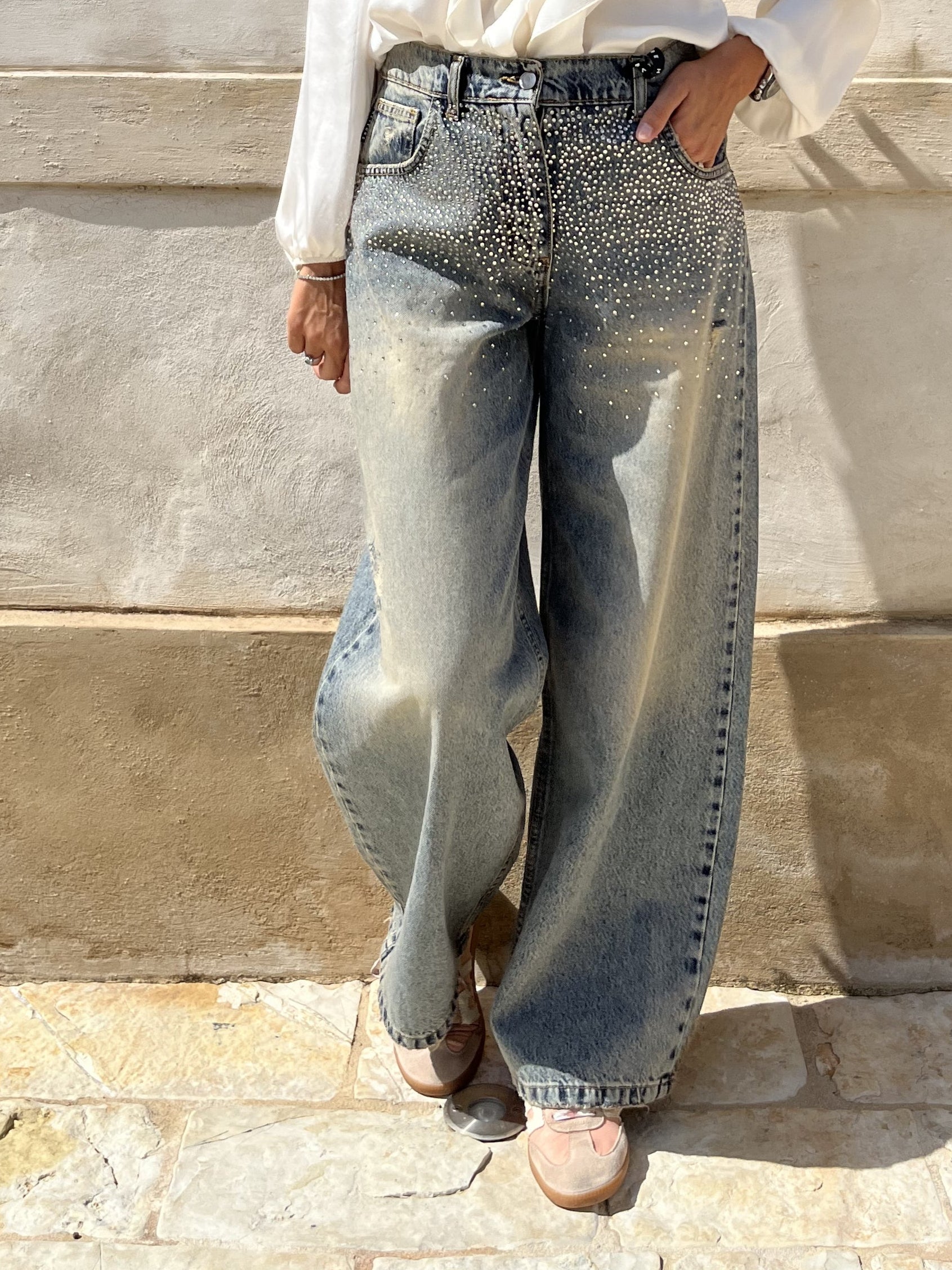 JEANS BELLA LAVAGGIO INTERMEDIO CON STRASS
