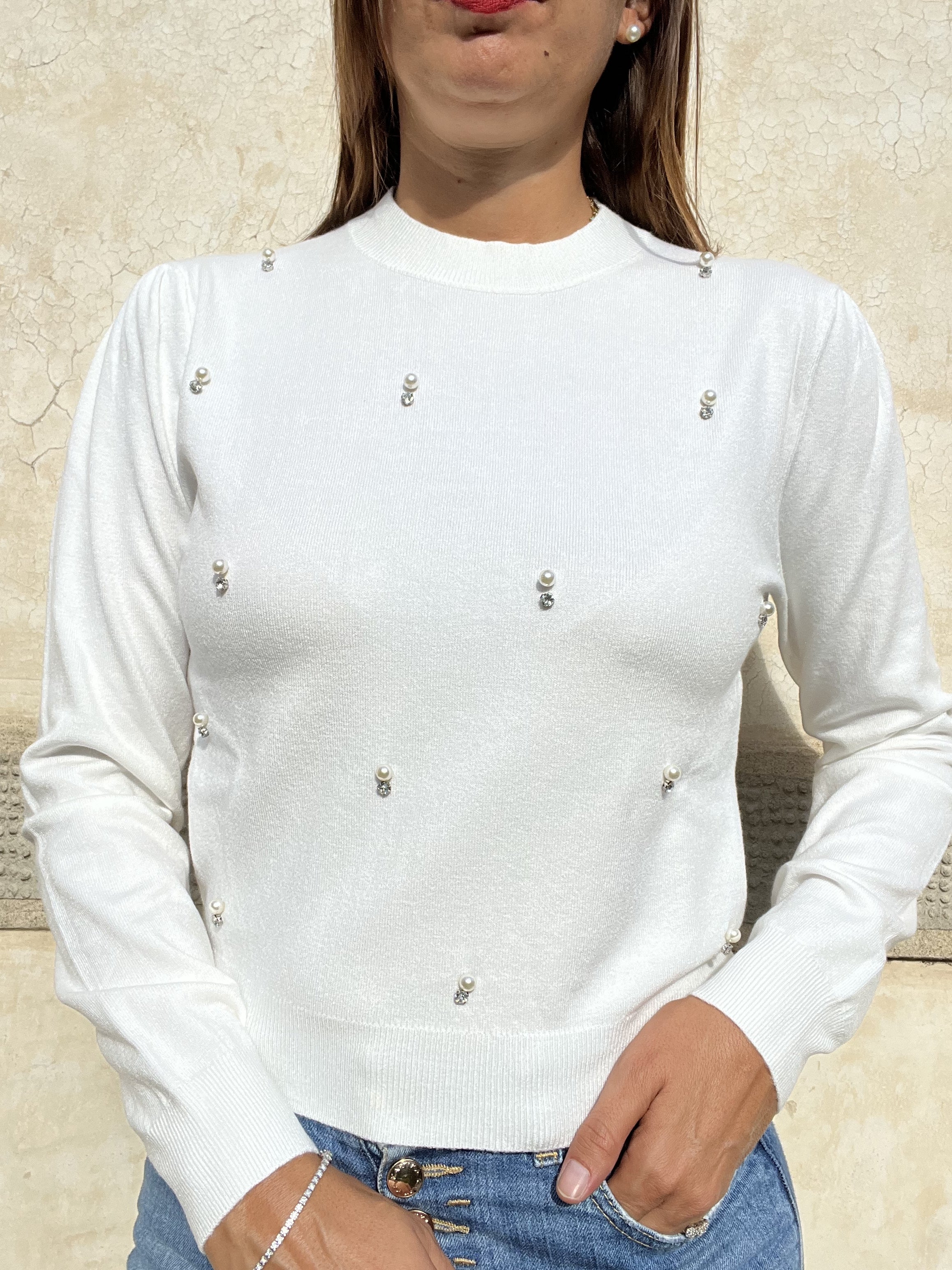 CARDIGAN PERLE MANICA SBUFFO
