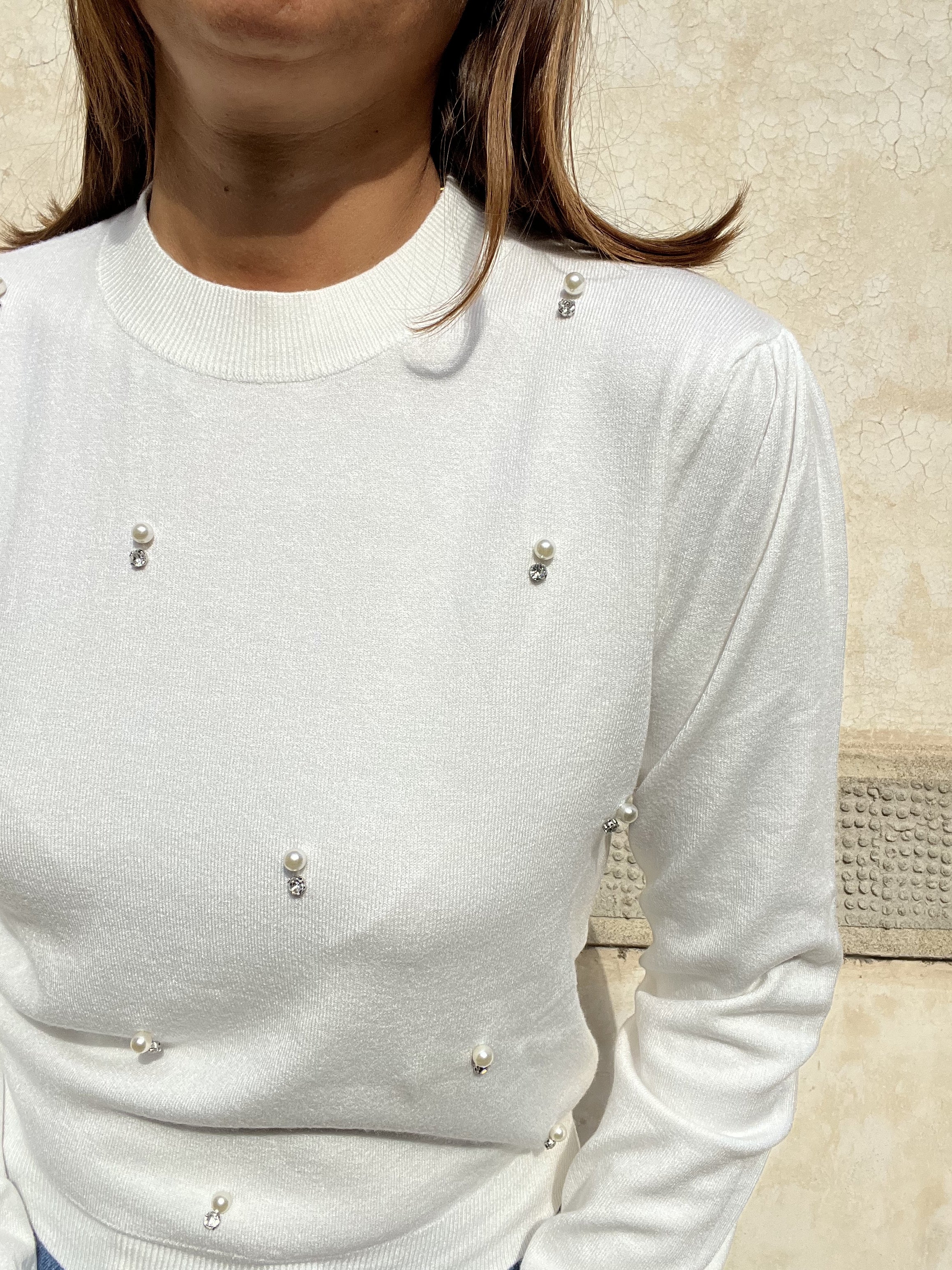 MAGLIA PERLE MANICA SBUFFO