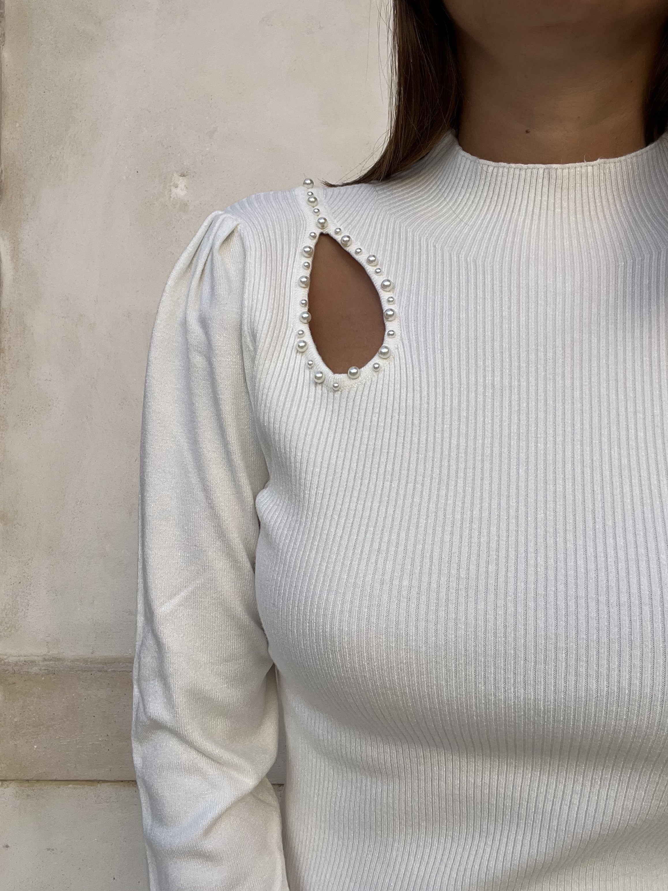 MAGLIA LUPETTO APPLICAZIONE PERLE