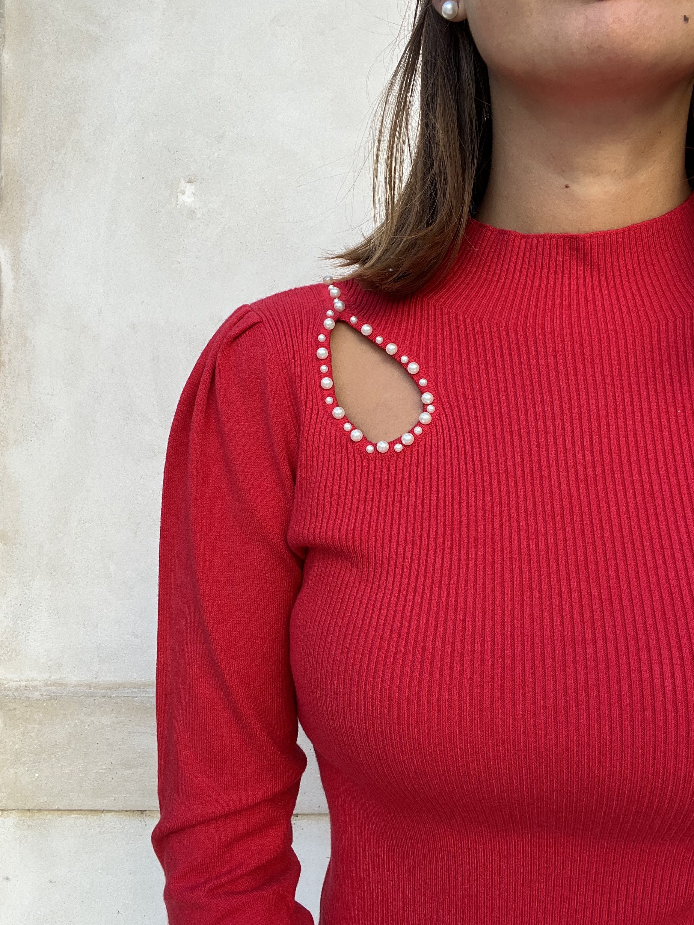 MAGLIA LUPETTO APPLICAZIONE PERLE