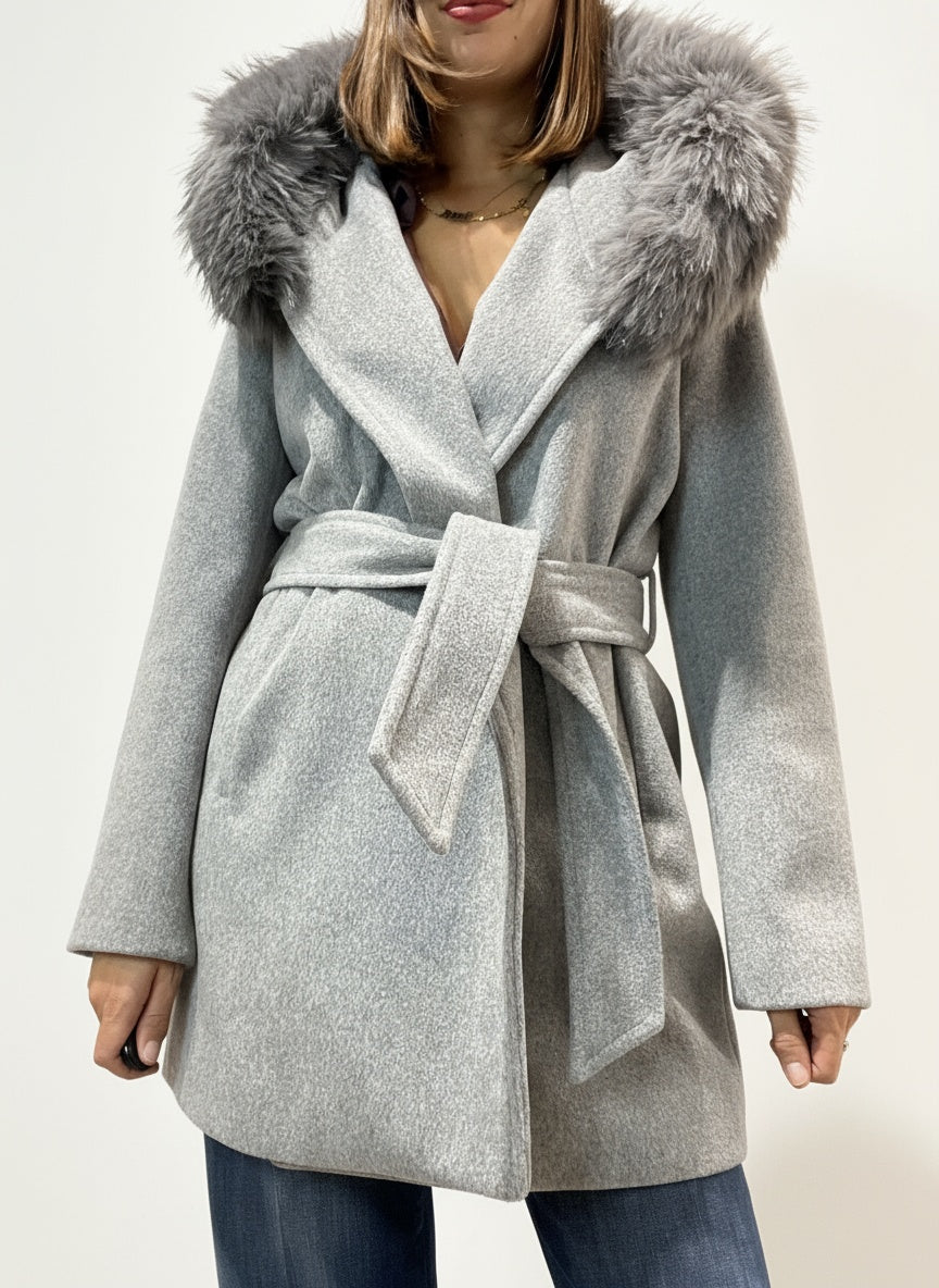 CAPPOTTO VESTAGLIA CON PELLICCIA