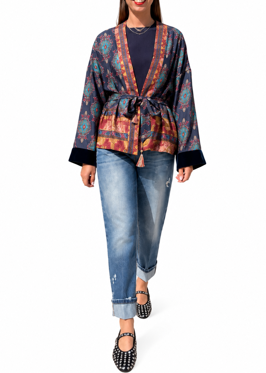 KIMONO BLU CINTURA