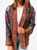 GIACCA KIMONO BLU/BORDEAUX