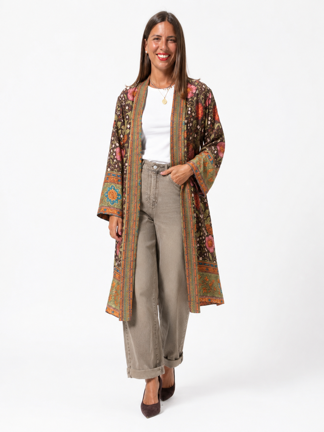 KIMONO LUNGO MORO/ROSA
