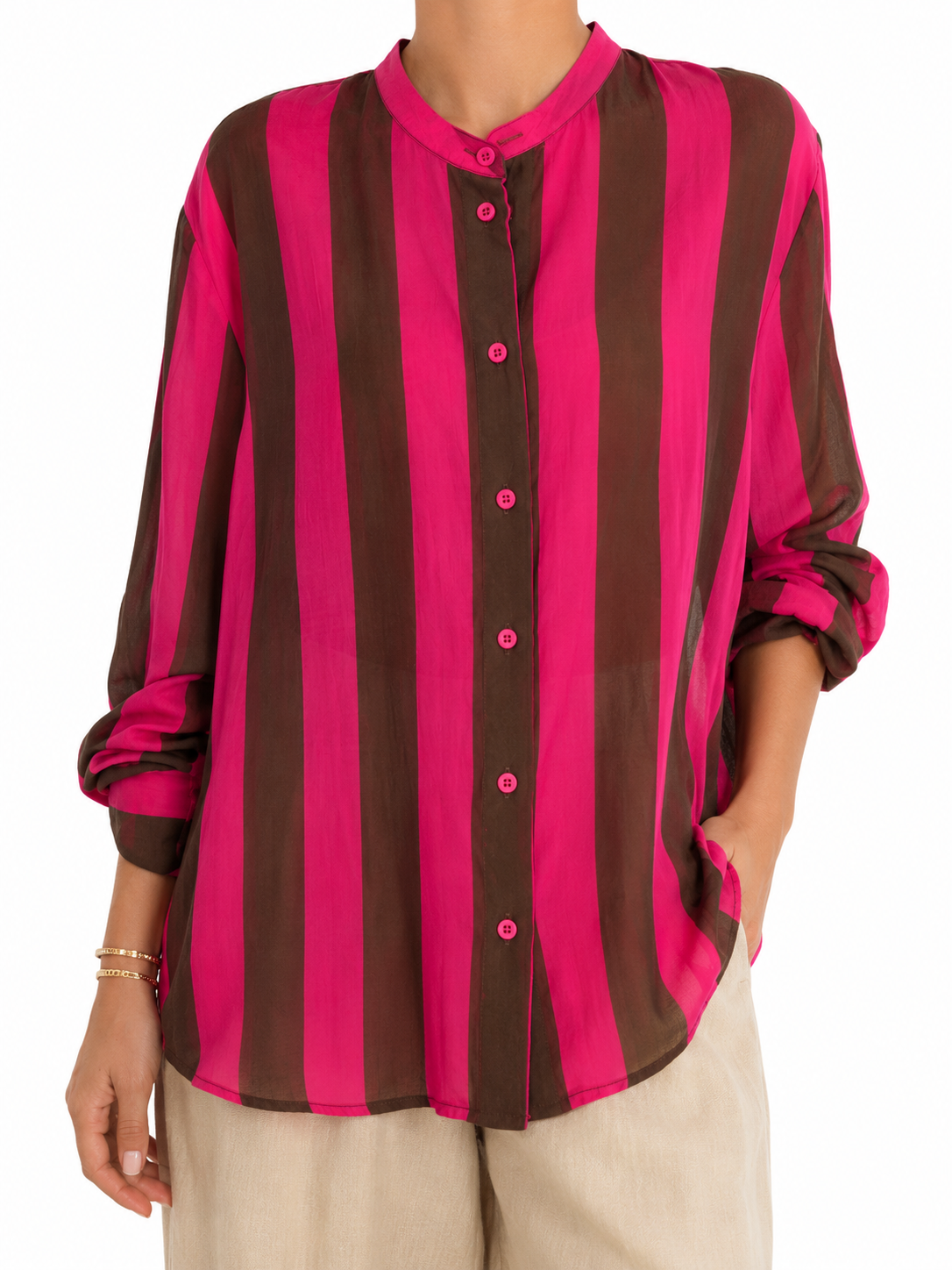 CAMICIA REGIMENTAL FUCSIA/CIOCCOLATO