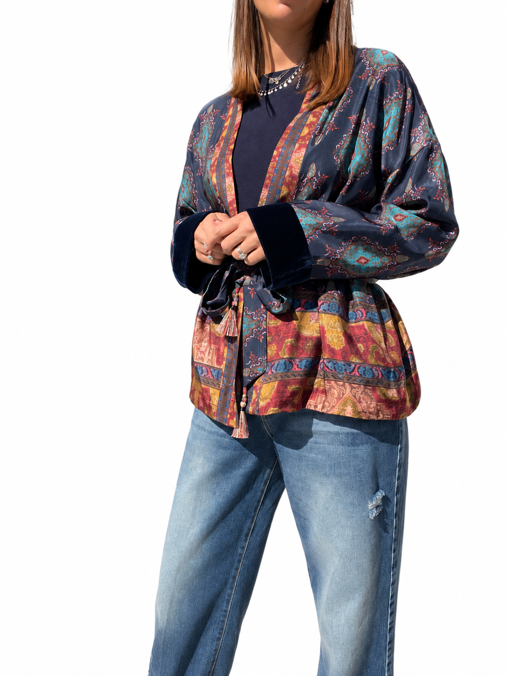KIMONO BLU CINTURA