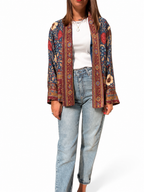 GIACCA KIMONO BLU/BORDEAUX