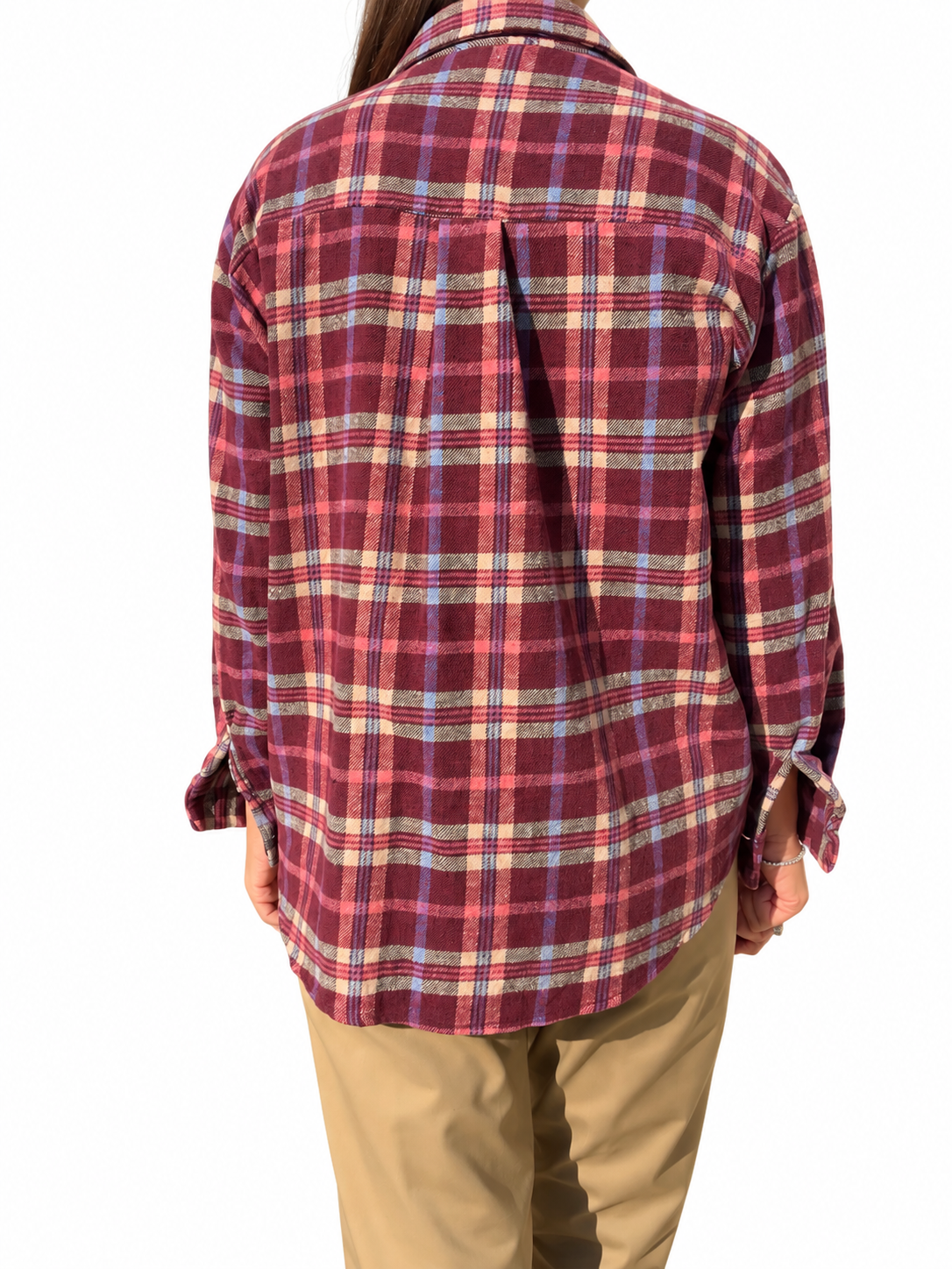 CAMICIA FLANELLA QUADRO ROSA/BORDEAUX