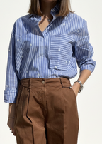 CAMICIA RIGONE RICAMI E TASCHINO