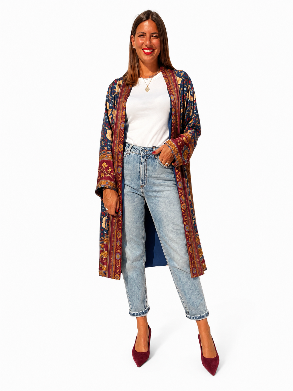 KIMONO LUNGO BLUE/ORO