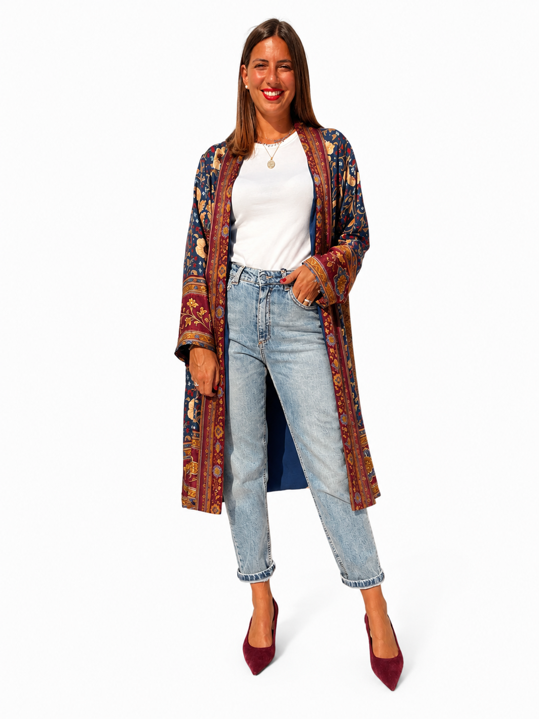 KIMONO LUNGO BLUE/ORO