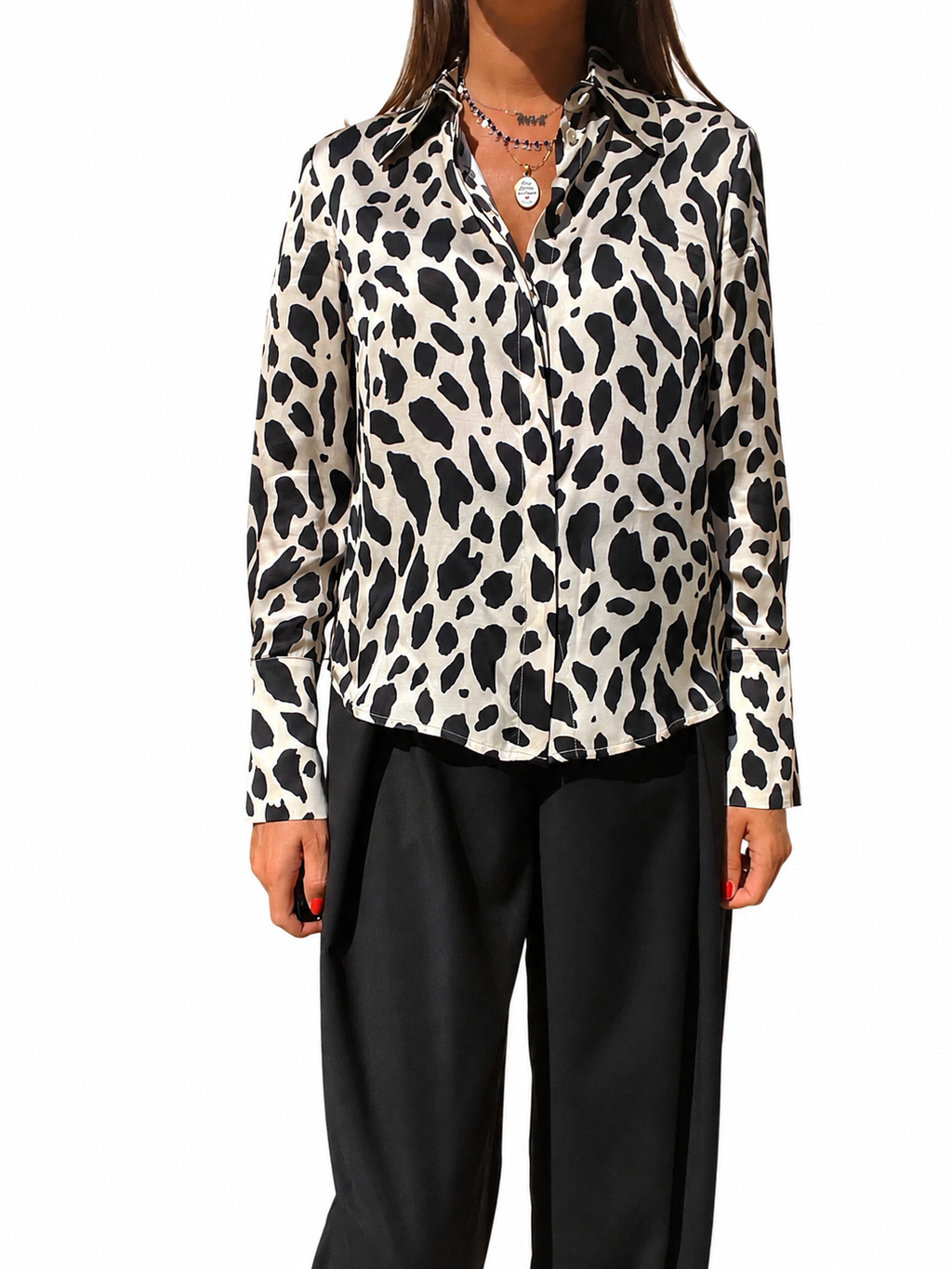 CAMICIA CROP RASO ANIMALIER
