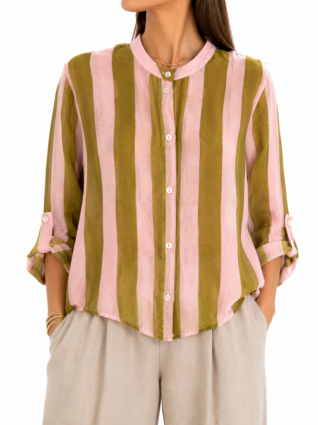 CAMICIA REGIMENTAL ROSA/VERDE