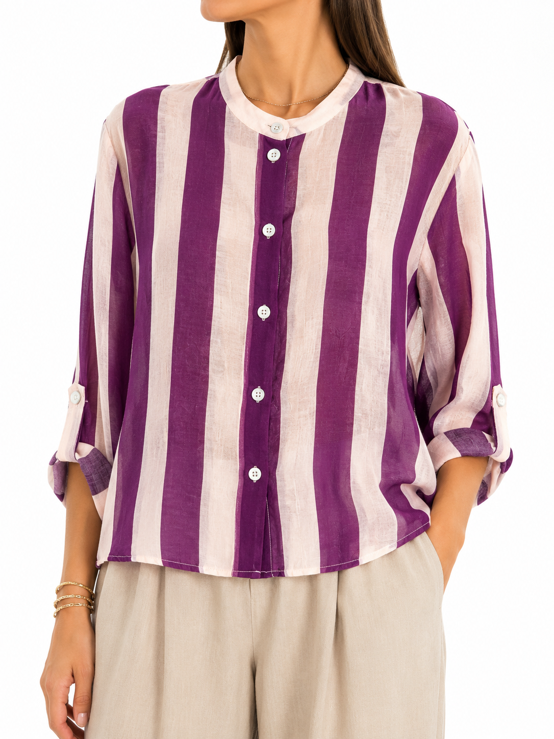 CAMICIA REGIMENTAL VIOLA/PANNA