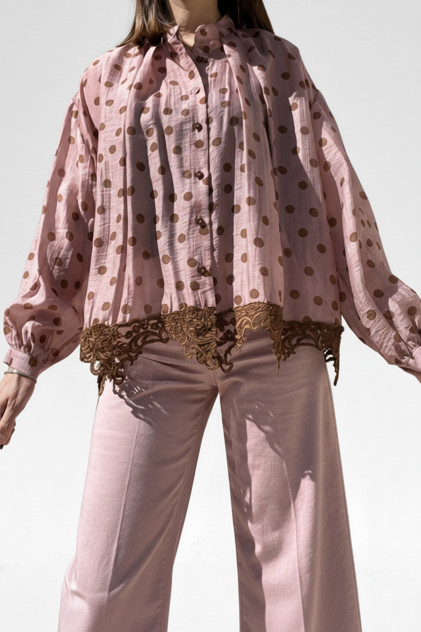 CAMICIA POIS IN MUSSOLA E PIZZO