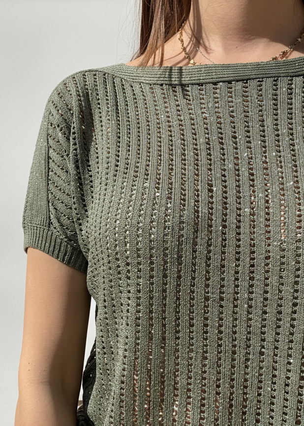 MAGLIA TRAFORATA MEZZA MANICA