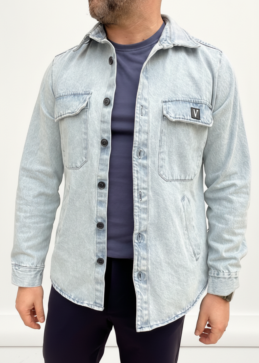 GIACCA OVER SHIRT DENIM PATCH