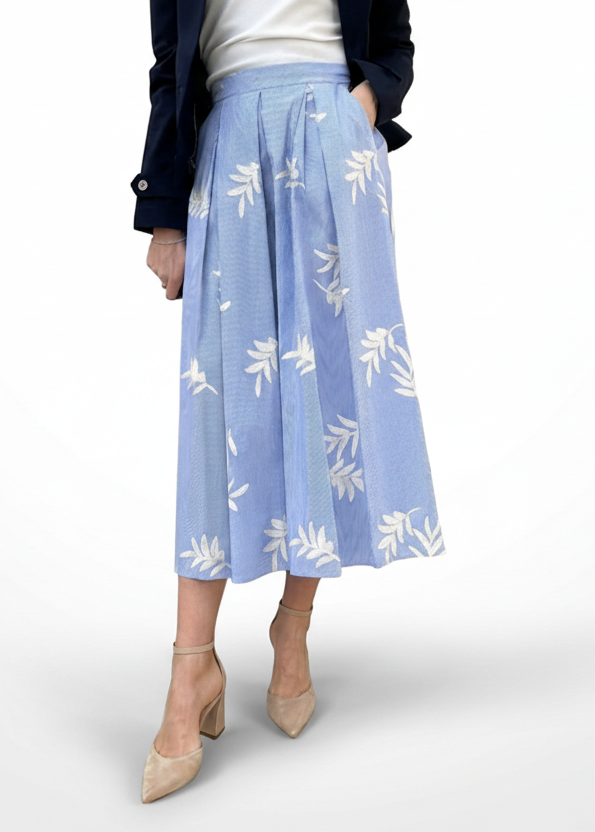 GONNA IN COTONE RICAMATA