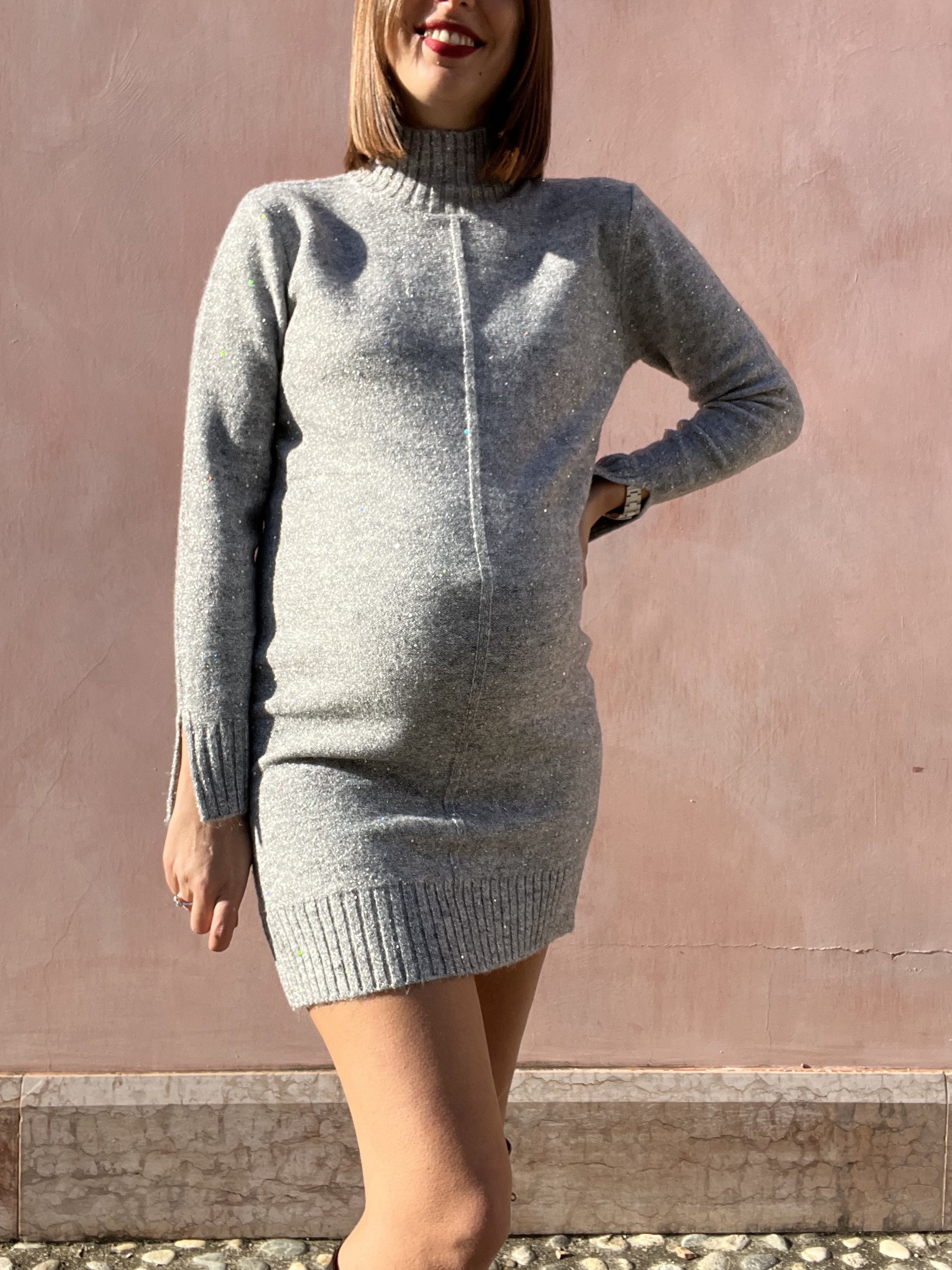 MINI ABITO IN MAGLIA CON PAILETTES