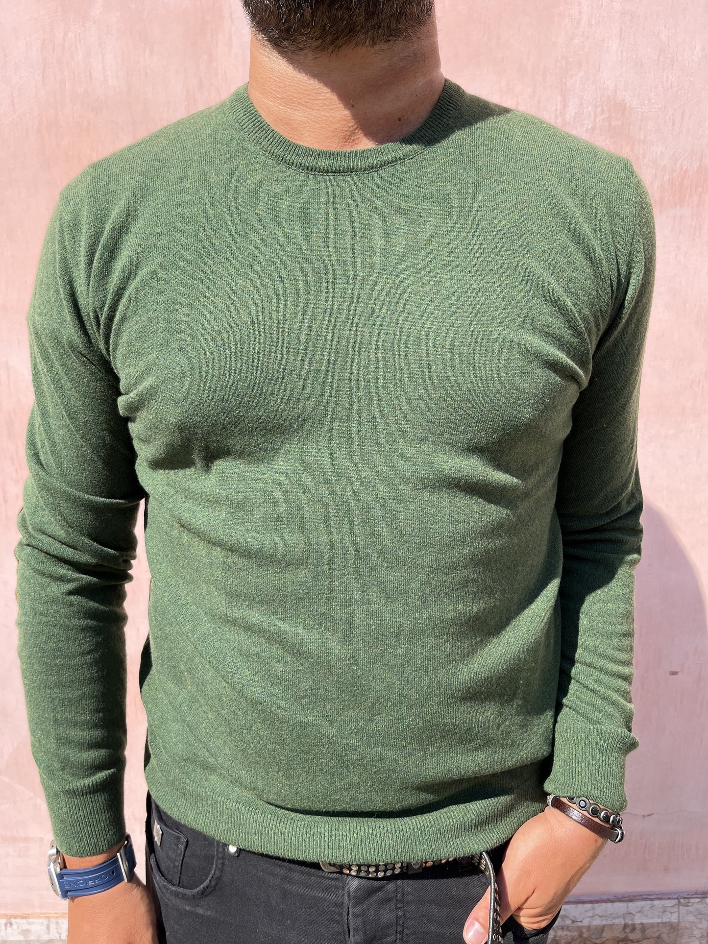 MAGLIONE MISTO CASMERE CON TOPPE