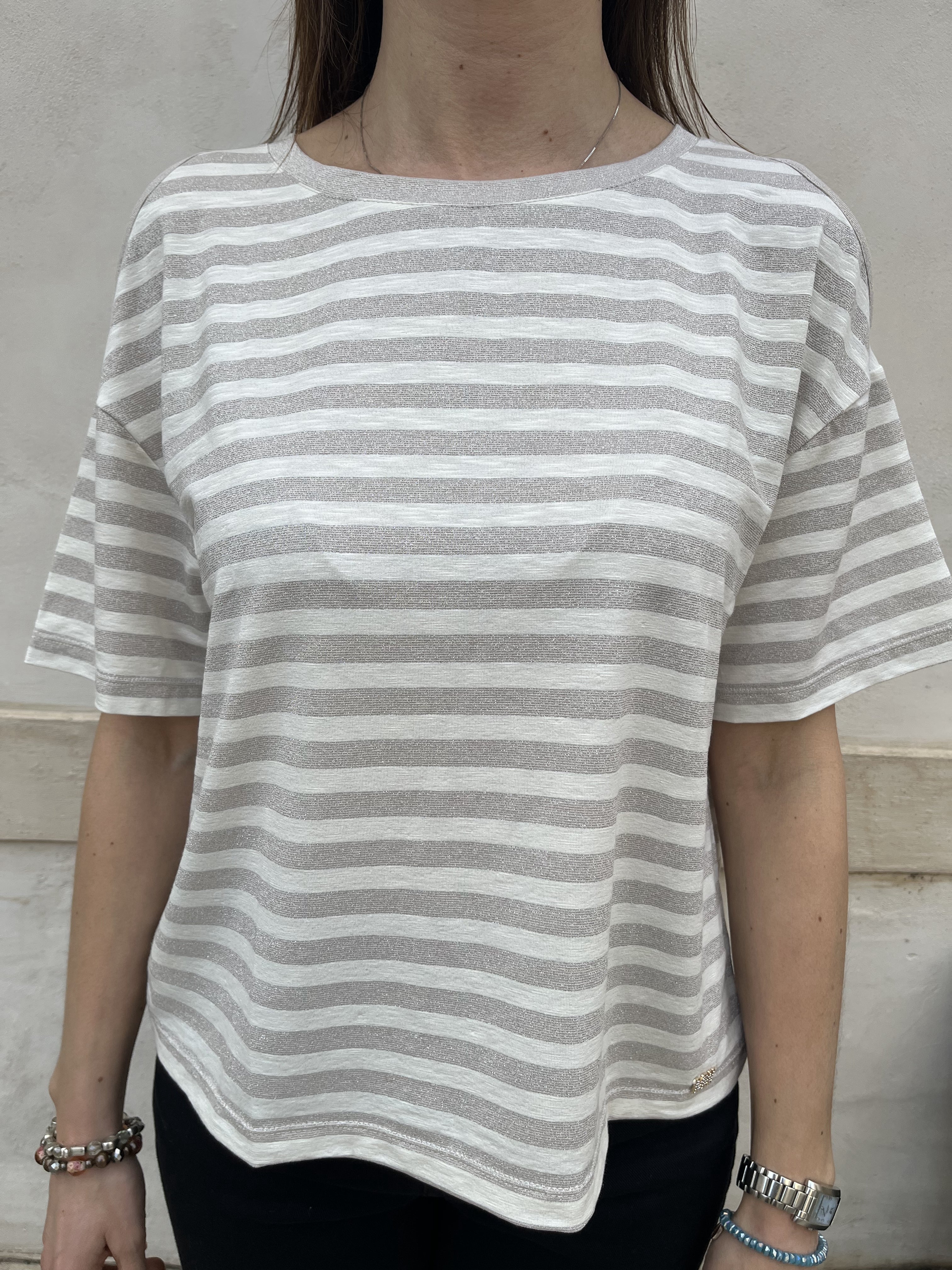 TSHIRT SPALLA APERTA LUREX