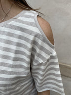 TSHIRT SPALLA APERTA LUREX