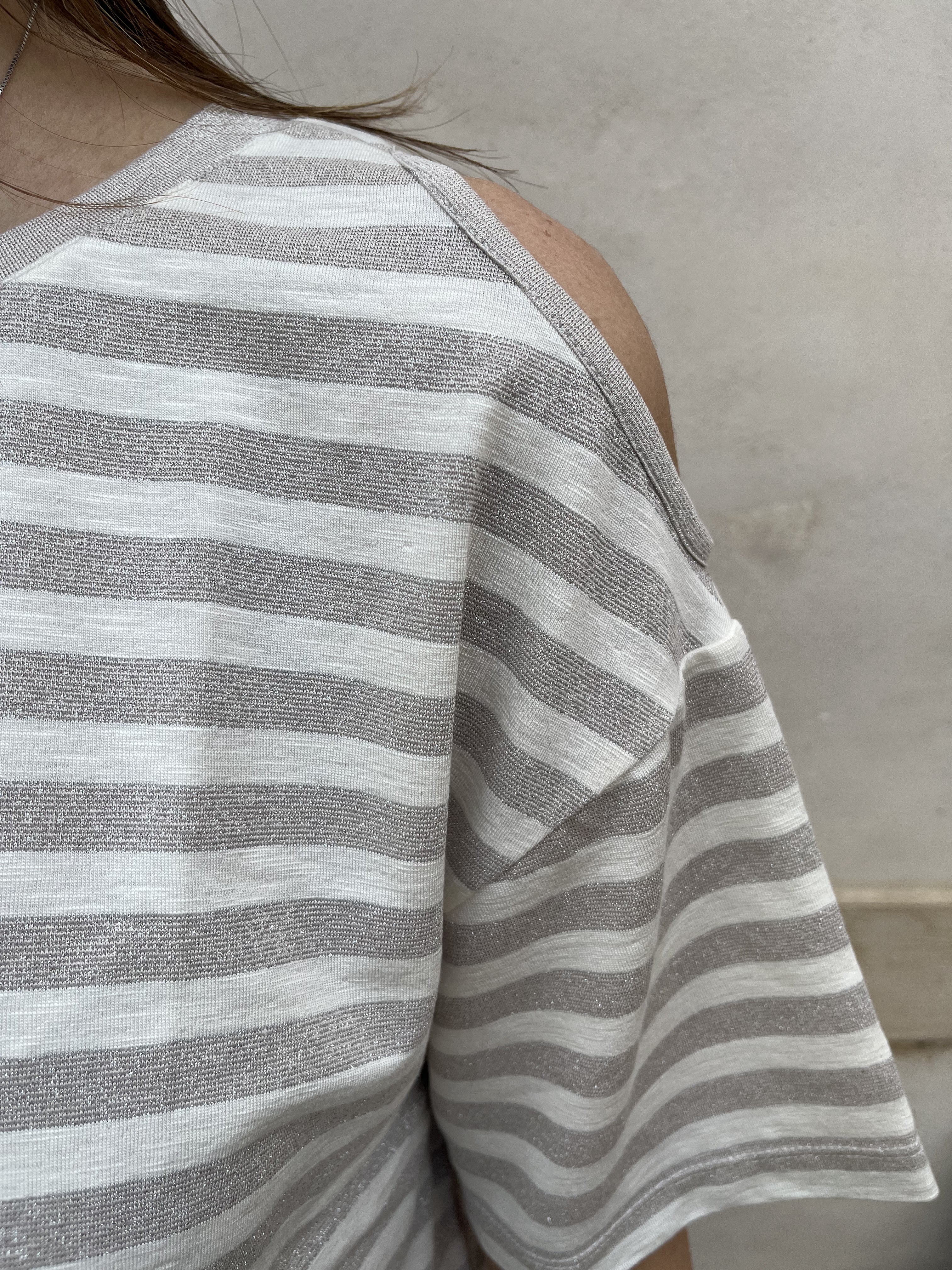 TSHIRT SPALLA APERTA LUREX