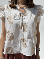CAMICIA SMANICATA RICAMI
