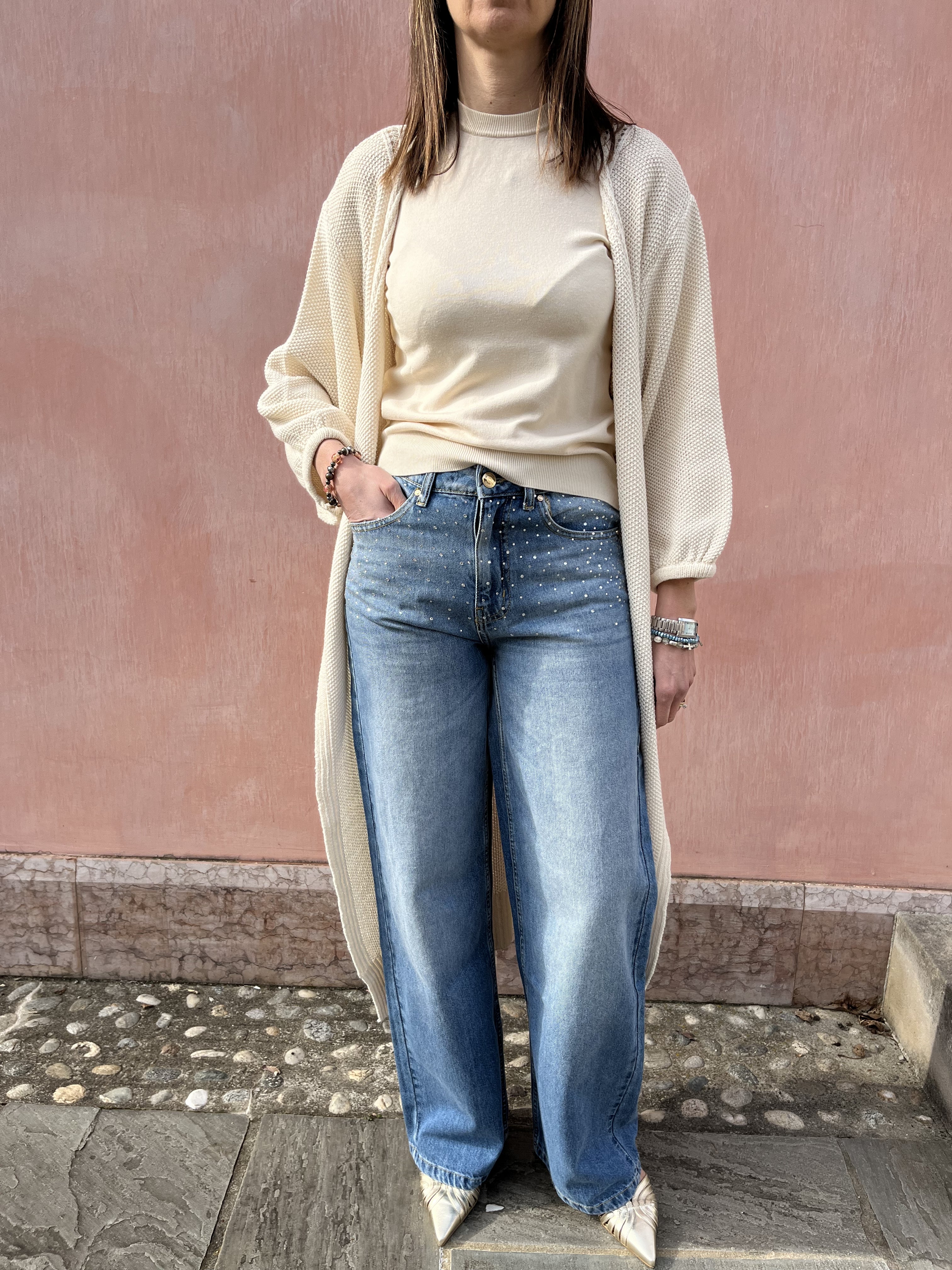 CARDIGAN LUNGO PUNTO RISO