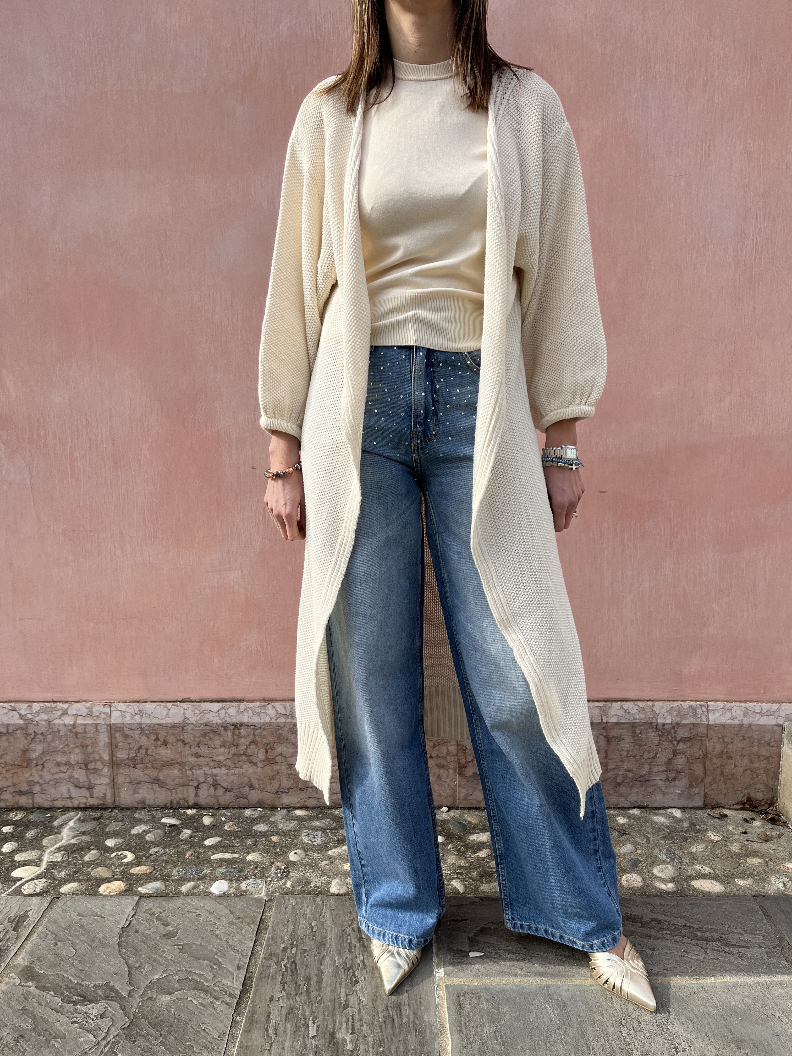 CARDIGAN LUNGO PUNTO RISO
