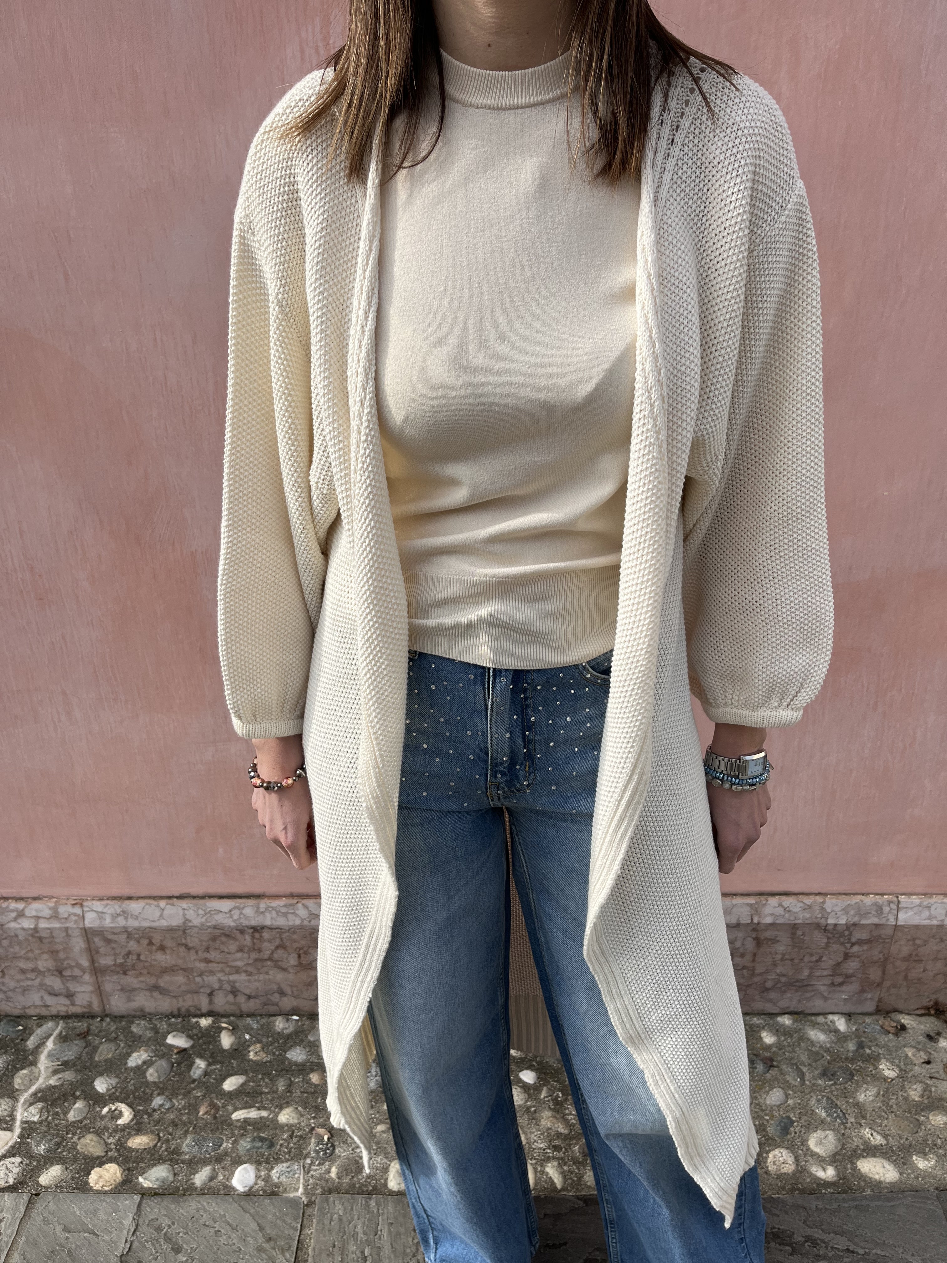 CARDIGAN LUNGO PUNTO RISO