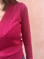 MAGLIONE SCOLLO A V TRECCIA
