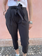 PANTALONE CON PENCE EFFETTO SETA LAVATA