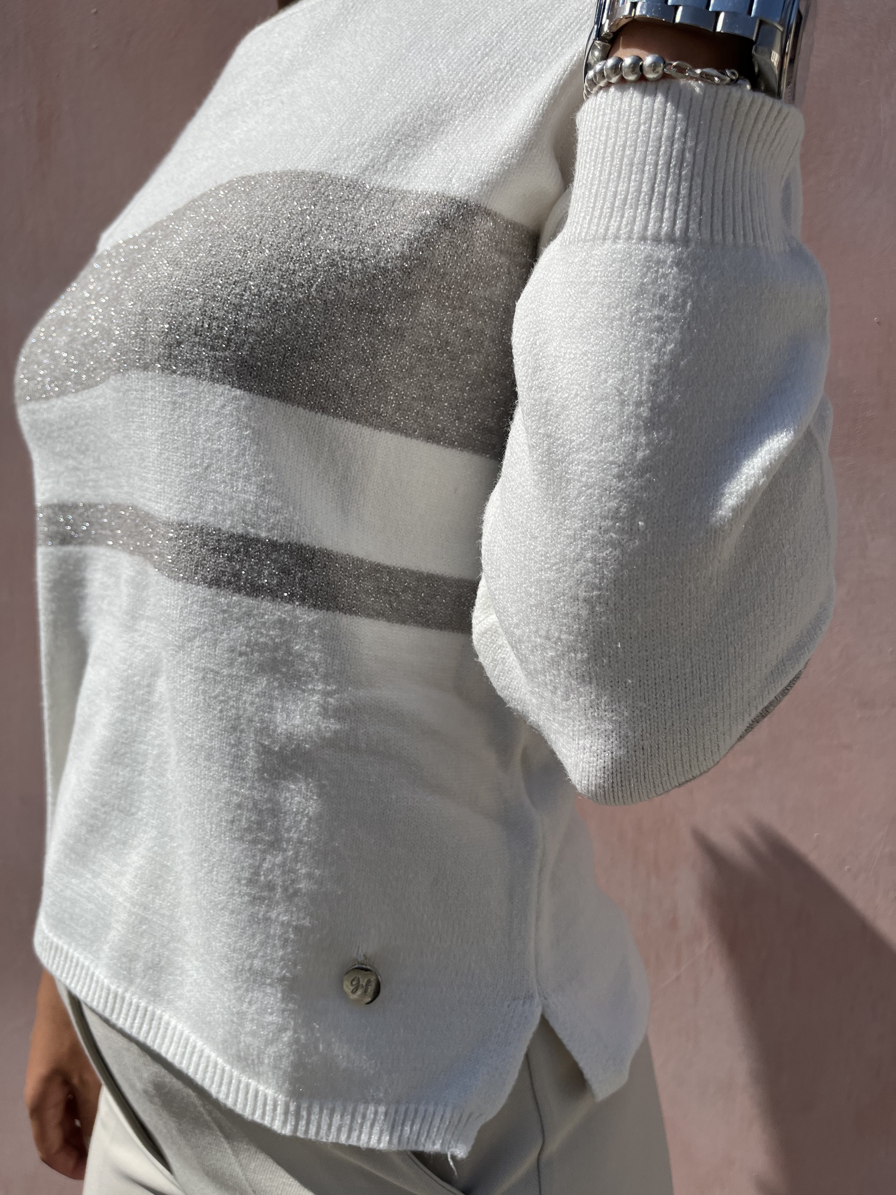 MAGLIONE ASSIMETRICO RIGHE LUREX