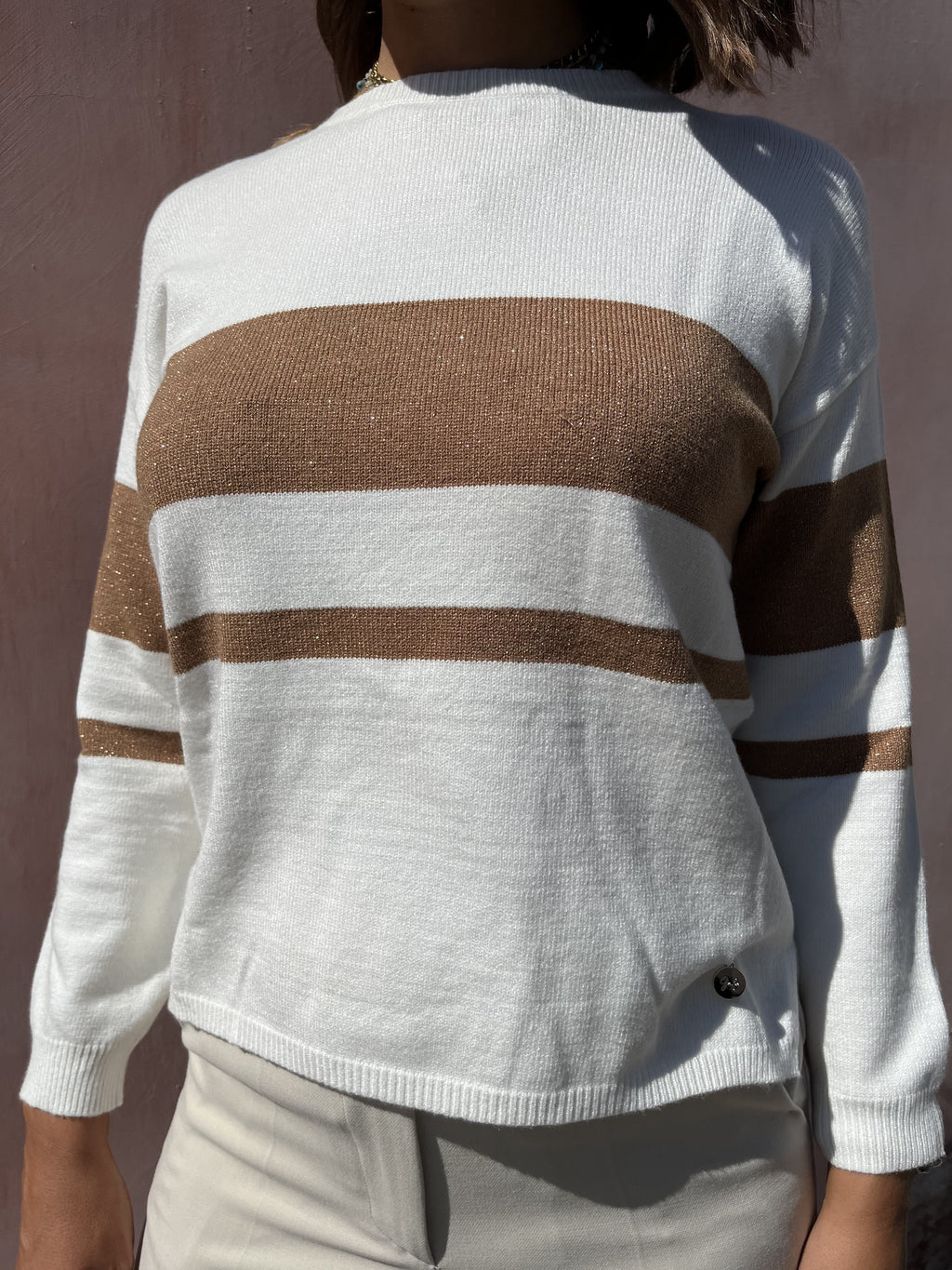 MAGLIONE ASSIMETRICO RIGHE LUREX